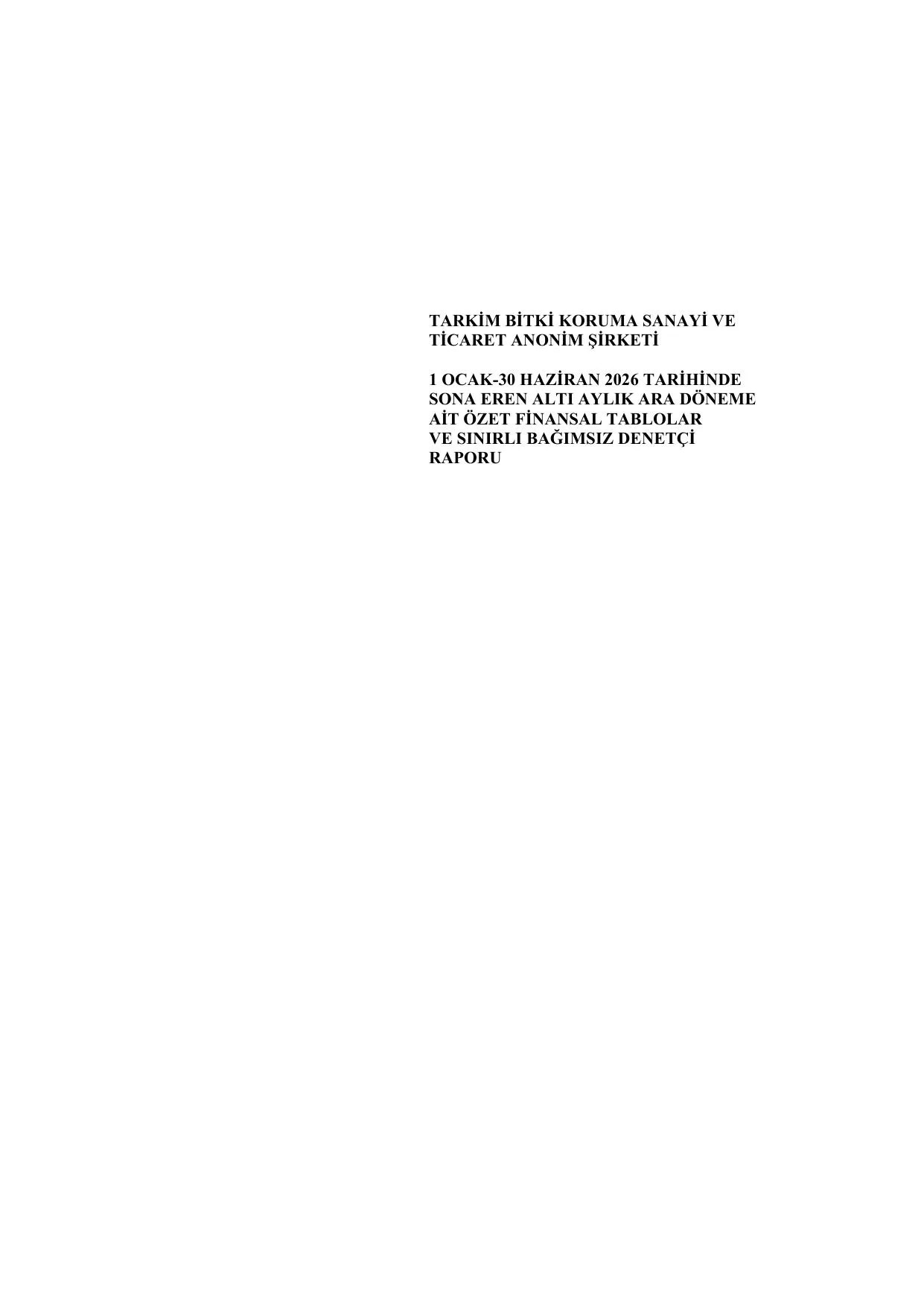 Tarkim Finansal Tablo ve Dipnotlar-30 06 2026.pdf โ sayfa 1