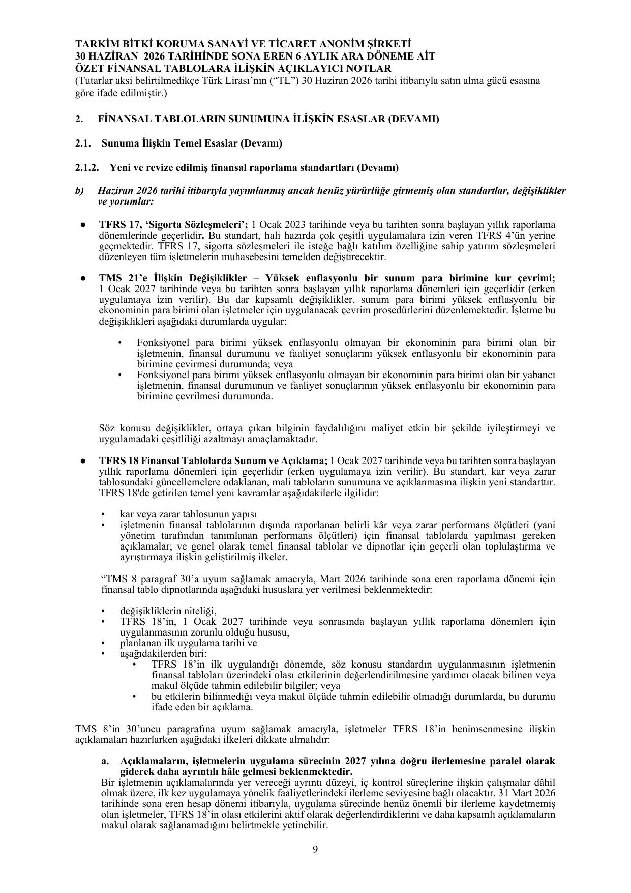 Tarkim Finansal Tablo ve Dipnotlar-30 06 2026.pdf โ sayfa 13