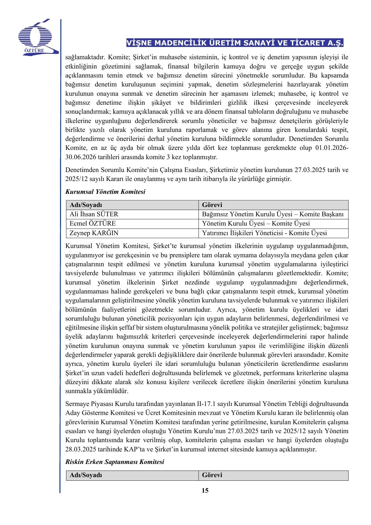 Vişne Madencilik 2026 2. Dönem Faaliyet Raporu.pdf — sayfa 16