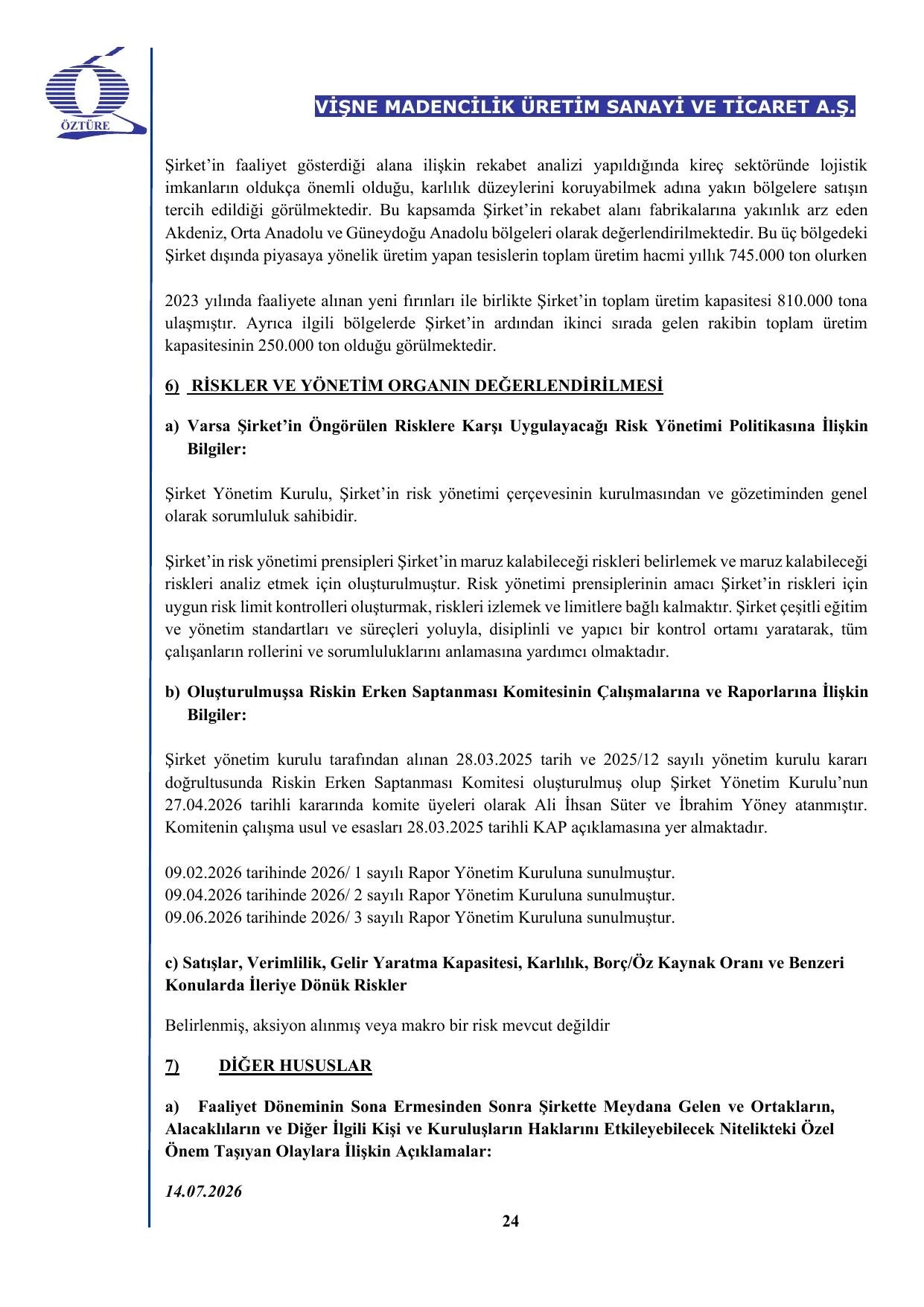 Vişne Madencilik 2026 2. Dönem Faaliyet Raporu.pdf — sayfa 25
