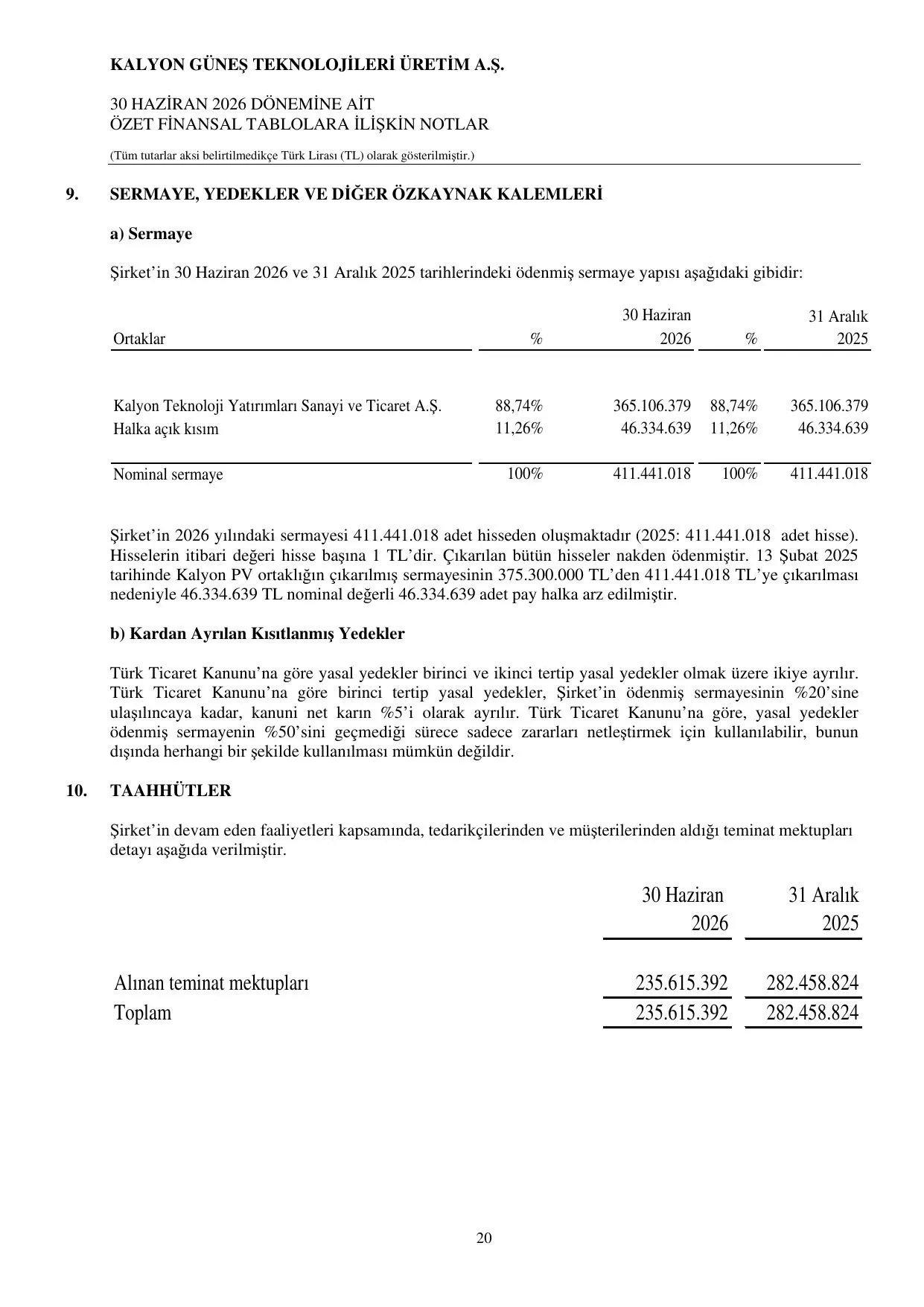 KGTÜAŞ 30.06.2026 Finansal Tablolar.pdf — sayfa 23