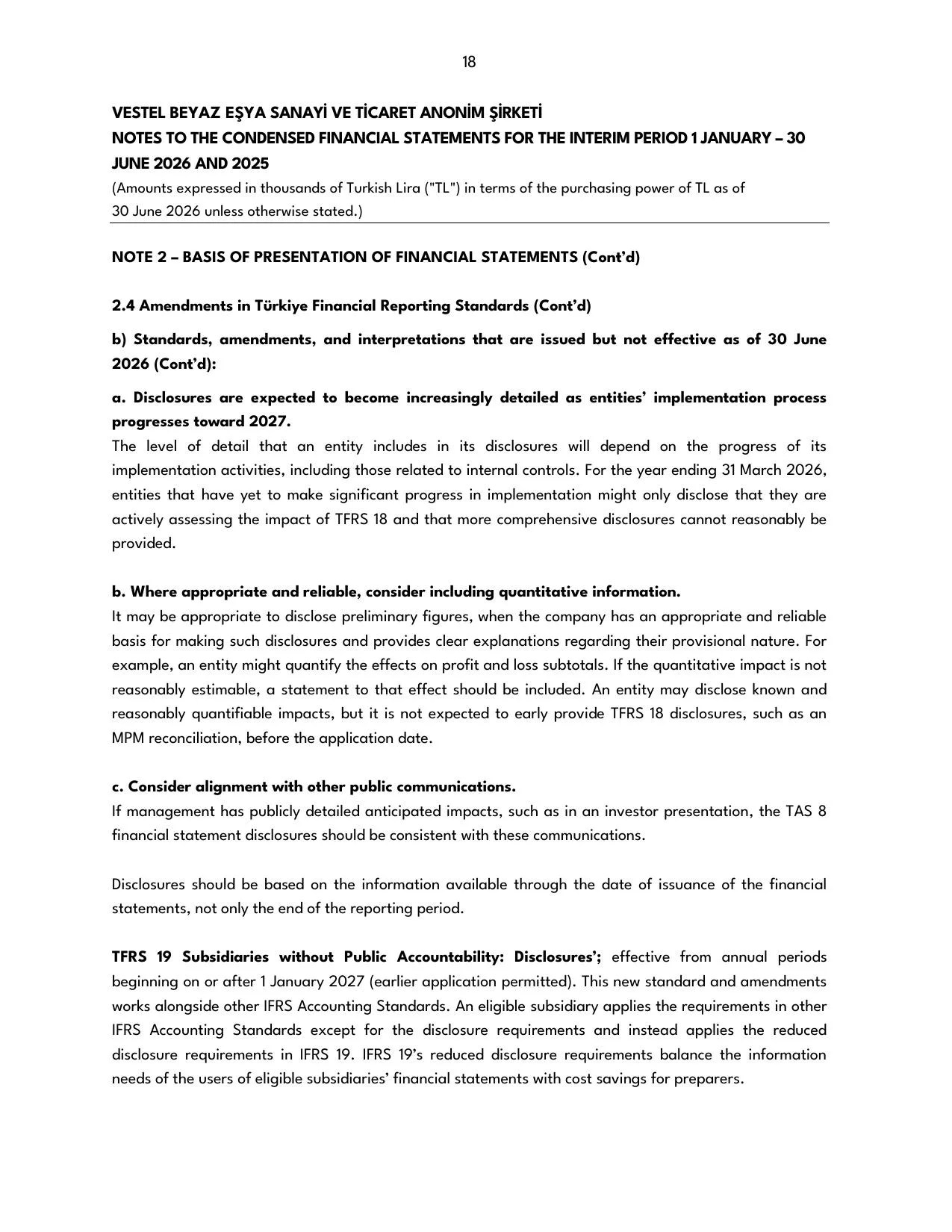 Vestel Beyaz Eลya 30.06.2026 -Financial Report.pdf โ sayfa 20