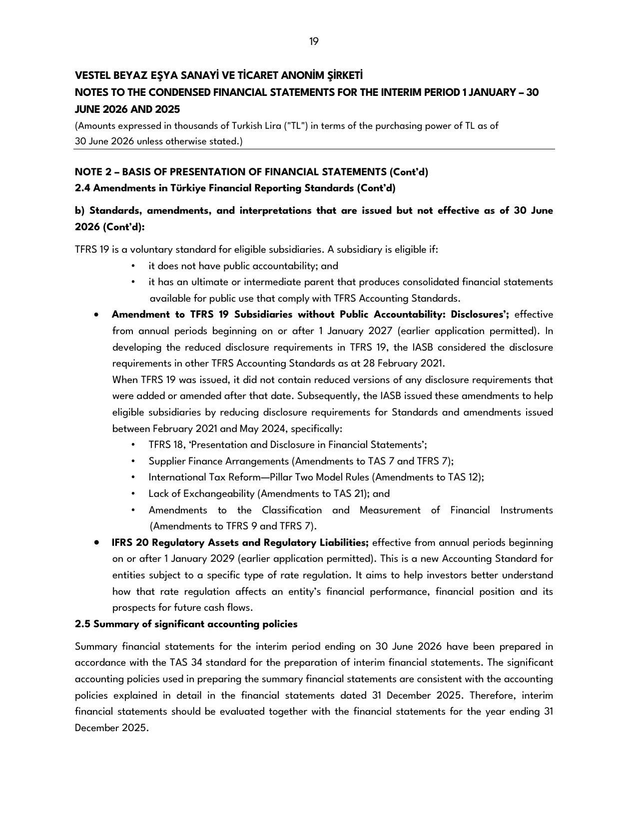 Vestel Beyaz Eลya 30.06.2026 -Financial Report.pdf โ sayfa 21