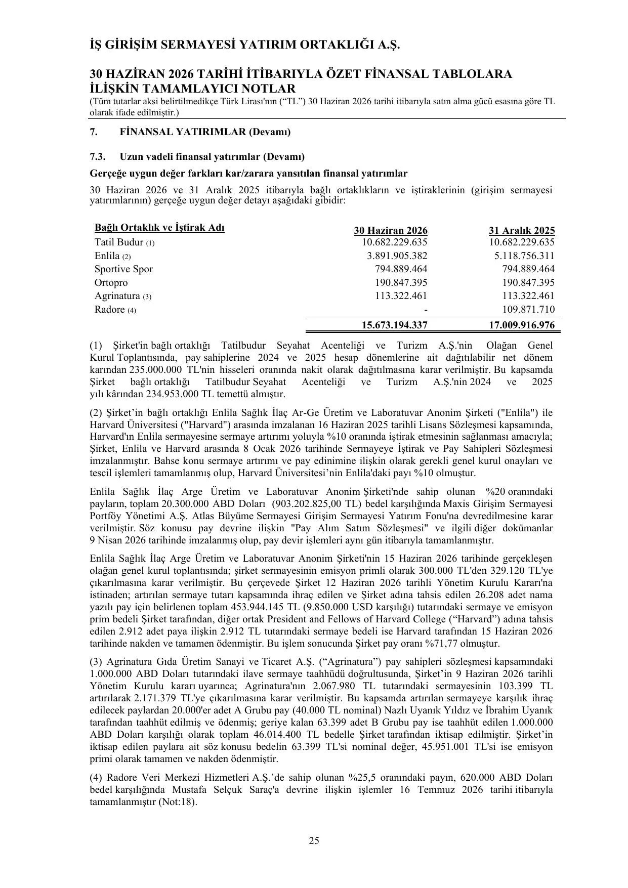 ฤฐล Giriลim Sermayesi Yatฤฑrฤฑm Ortaklฤฑฤฤฑ 30.06.2026 Final.pdf โ sayfa 29