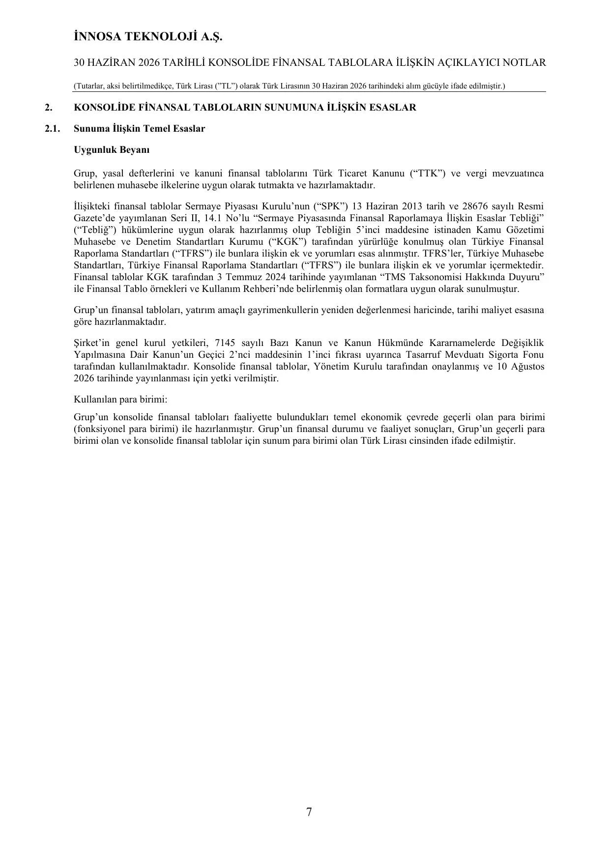 İnnosa 30.06.2026 Finansal Rapor.pdf — sayfa 9