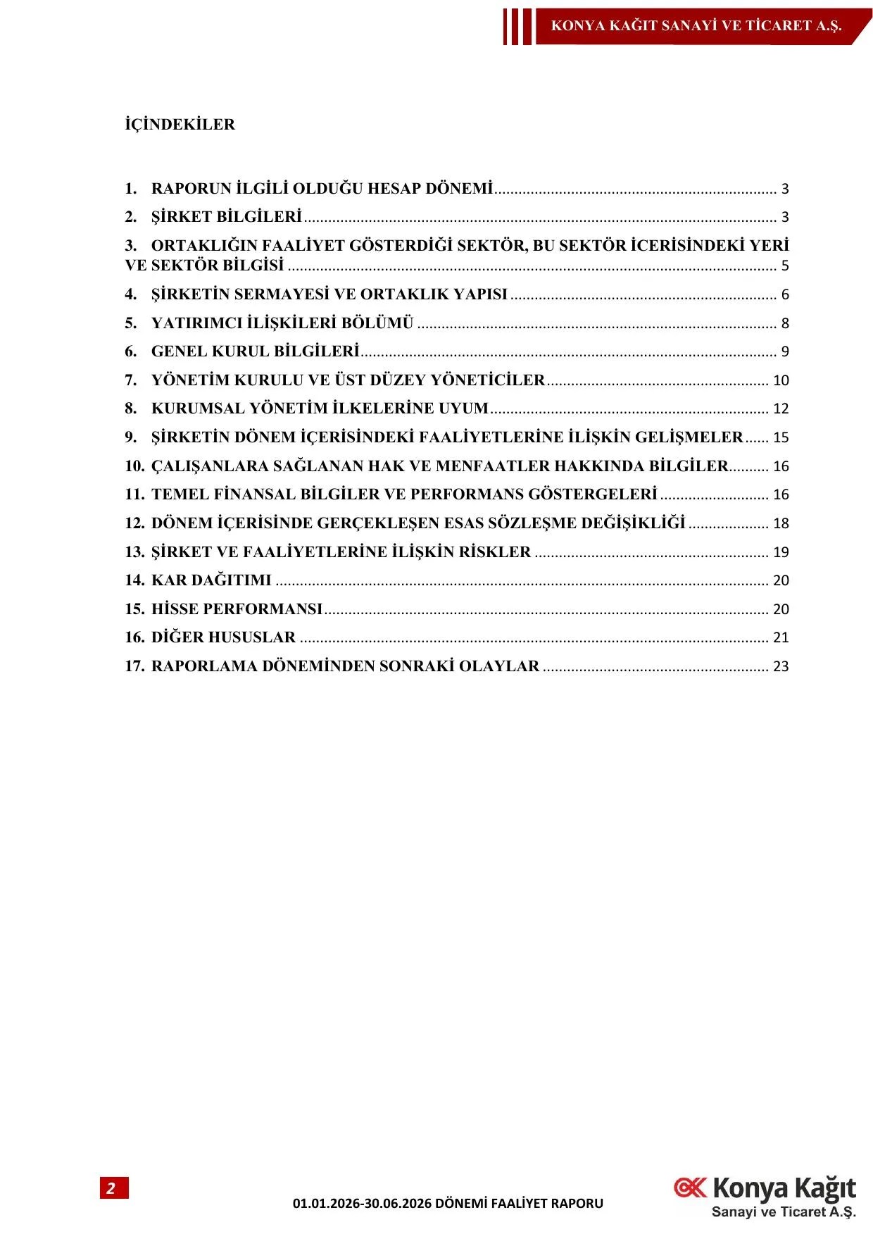 Konya Kağıt 01.01.2026 30.06.2026 Dönemi Faaliyet Raporu.pdf — sayfa 3