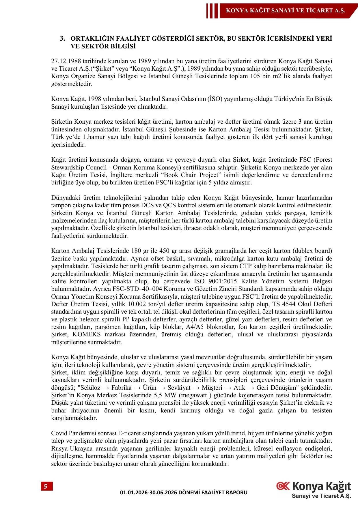 Konya Kağıt 01.01.2026 30.06.2026 Dönemi Faaliyet Raporu.pdf — sayfa 6