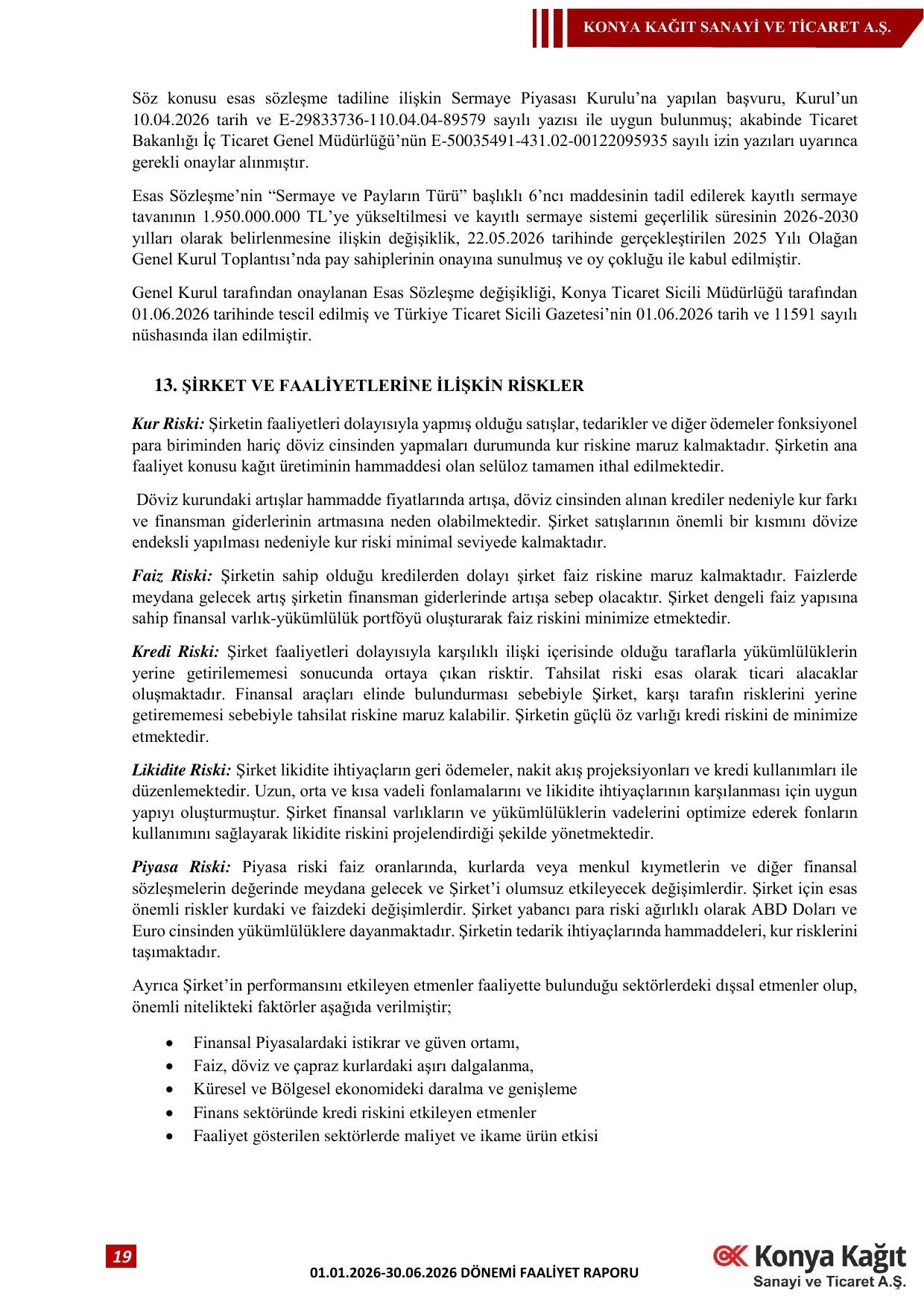 Konya Kağıt 01.01.2026 30.06.2026 Dönemi Faaliyet Raporu.pdf — sayfa 20