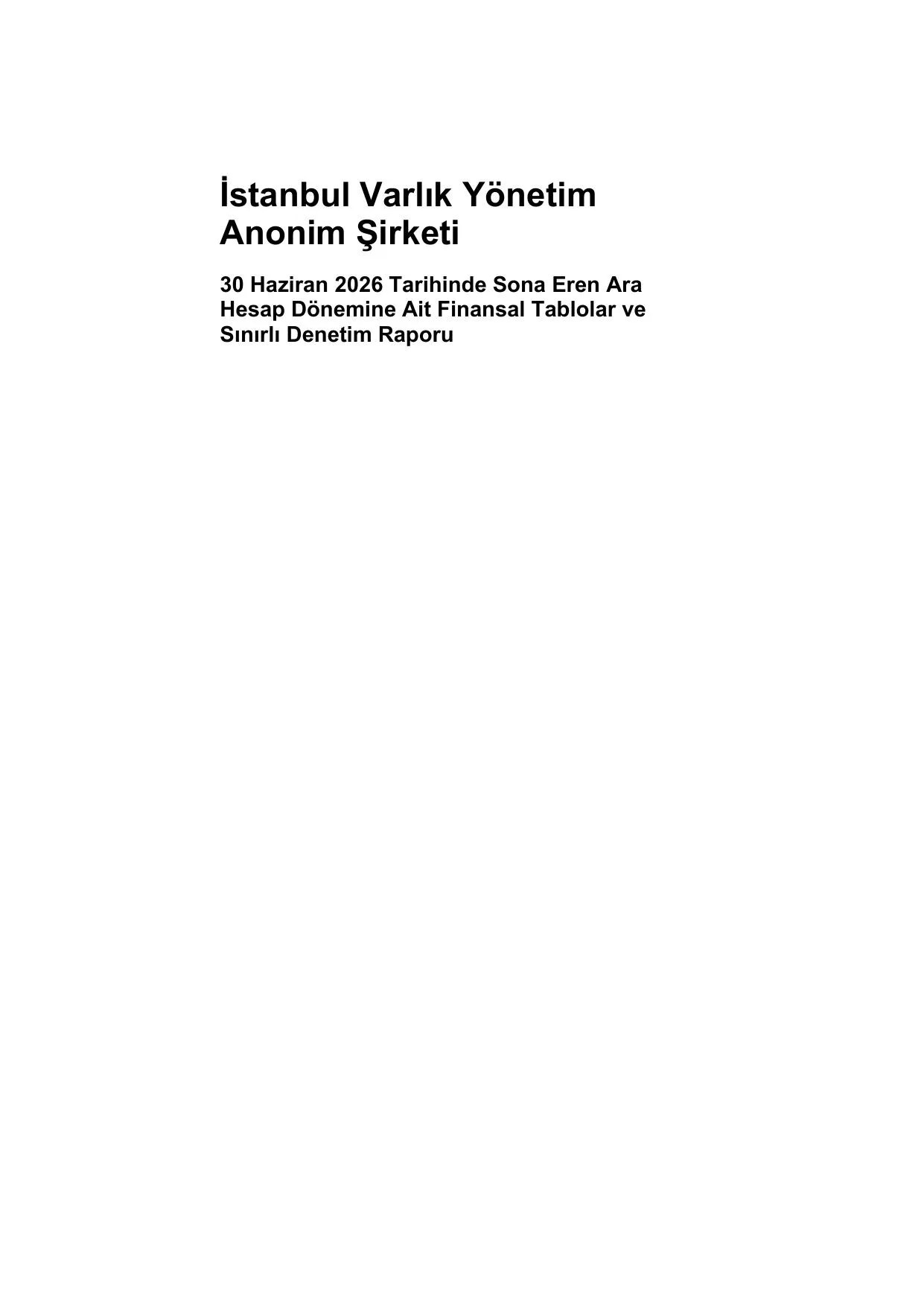ฤฐSTANBUL VARLIK - 30.06.2026 - BDDK.pdf โ sayfa 1