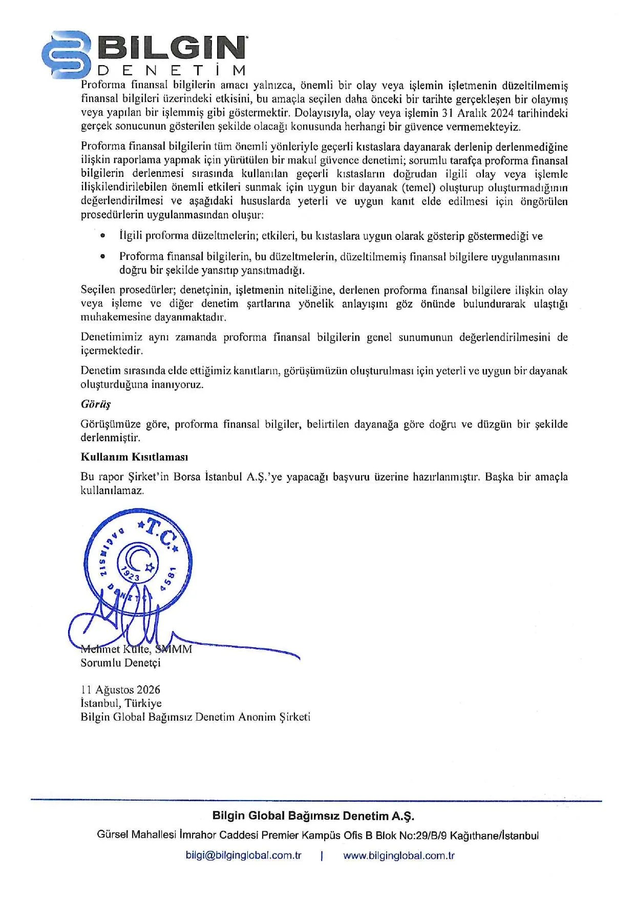 31.12.2024 Proforma Finansal Bilgiler ve Baฤฤฑmsฤฑz Denetรงi Gรผvence Raporu.pdf โ sayfa 3