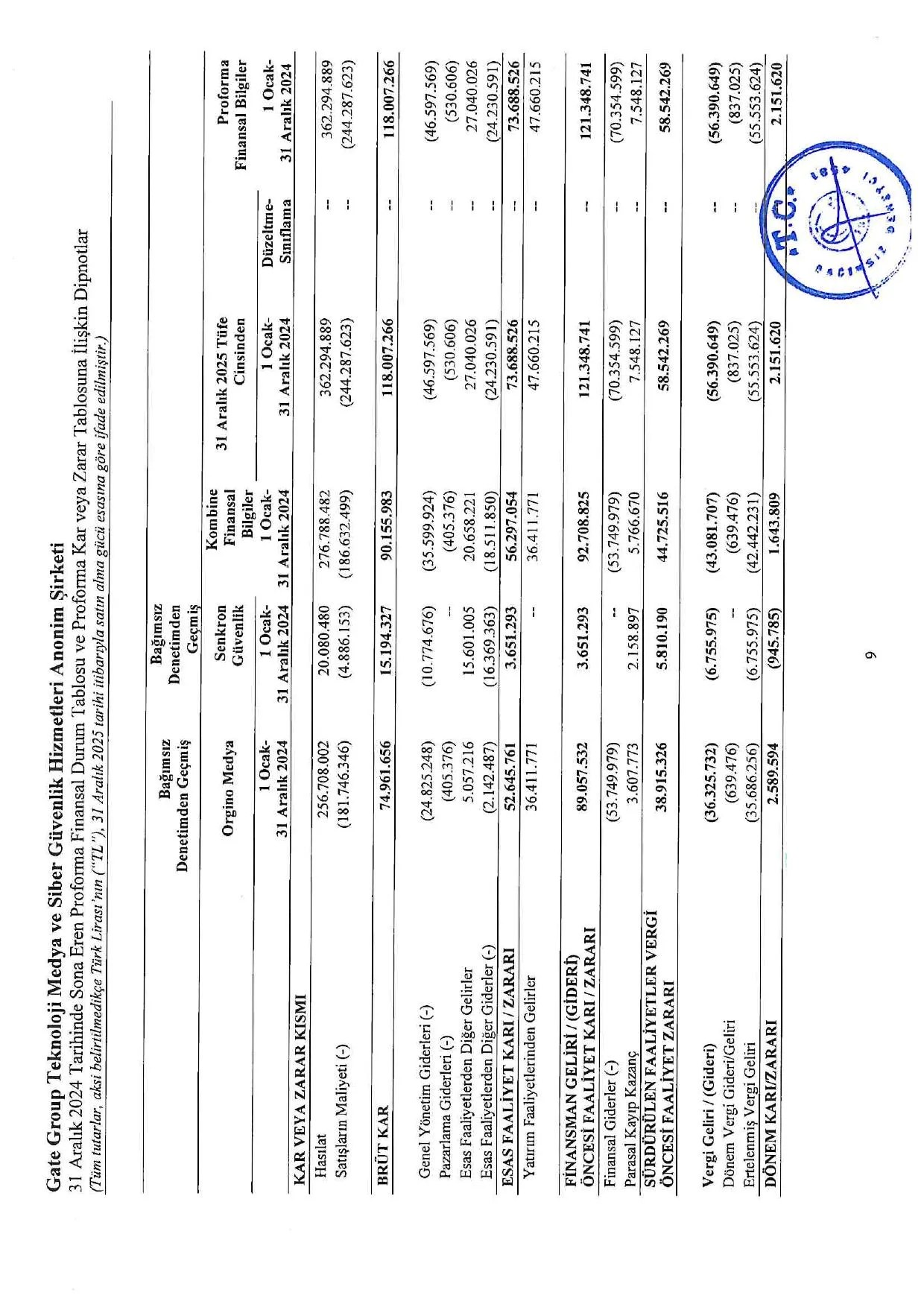 31.12.2024 Proforma Finansal Bilgiler ve Baฤฤฑmsฤฑz Denetรงi Gรผvence Raporu.pdf โ sayfa 13