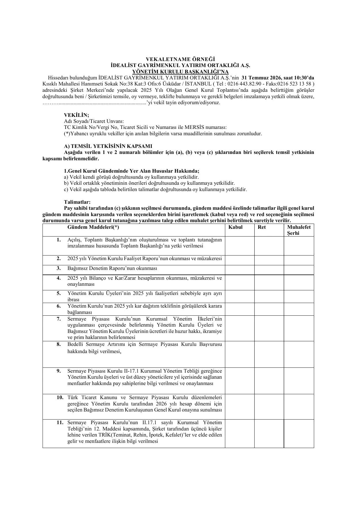 2025 Yฤฑlฤฑ Olaฤan Genel Kuurl Toplantฤฑsฤฑ Davet.pdf โ sayfa 3