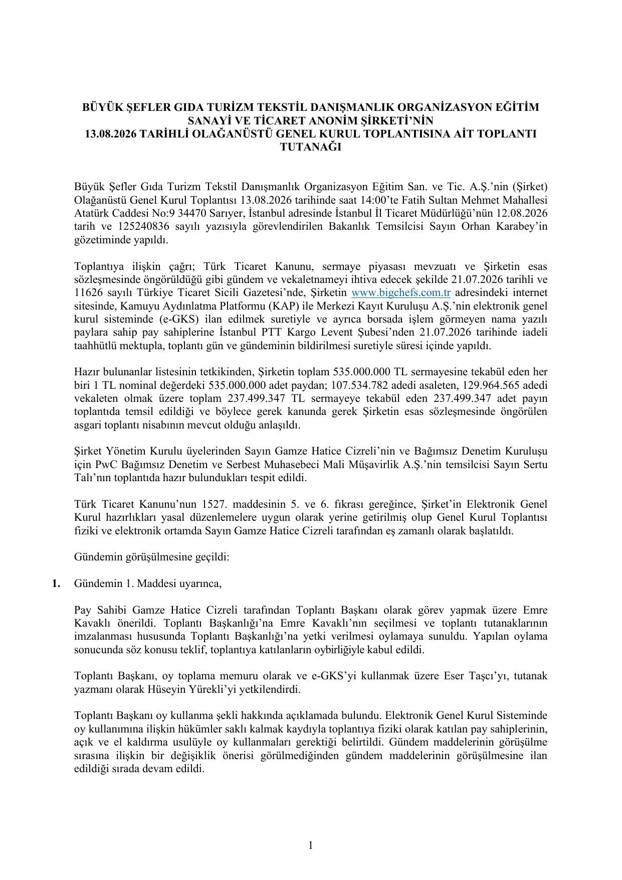 BigChefs Olağanüstü Genel Kurul Tutanağı.pdf — sayfa 1