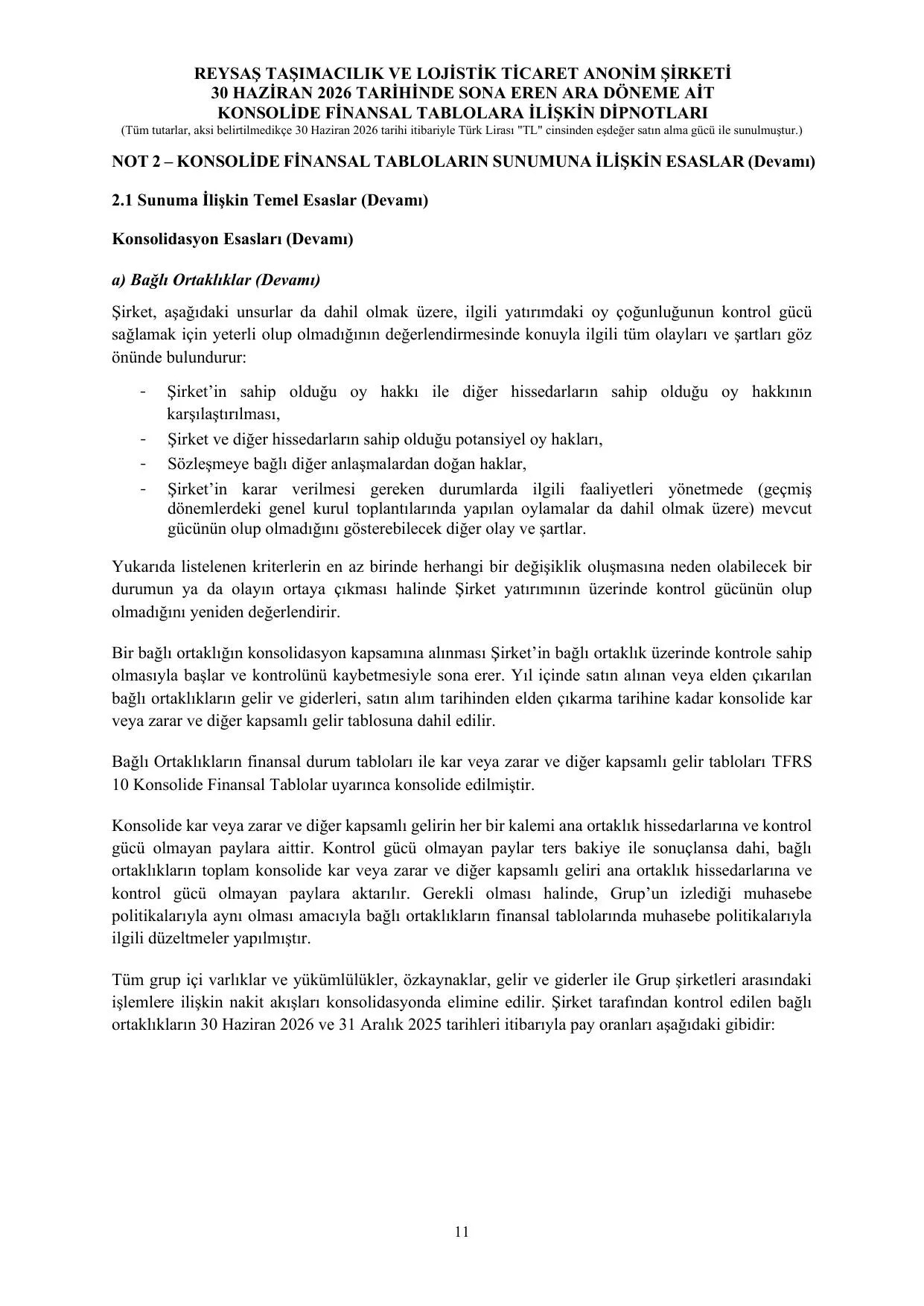 REYSAล TAลIMACILIK KONSOLฤฐDE FฤฐNANSAL RAPOR 30.06.2026.pdf โ sayfa 14