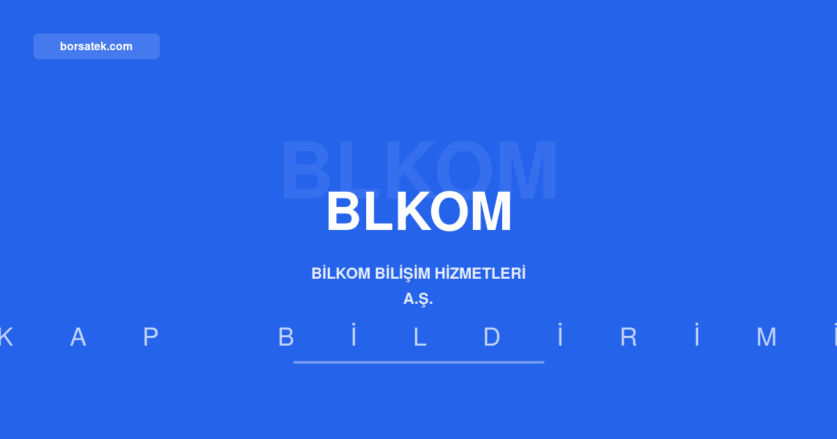 Bilkom Biliลim'in varlฤฑklarฤฑ azaldฤฑ, sermaye artฤฑrฤฑmฤฑna raฤmen zarar Borsatek