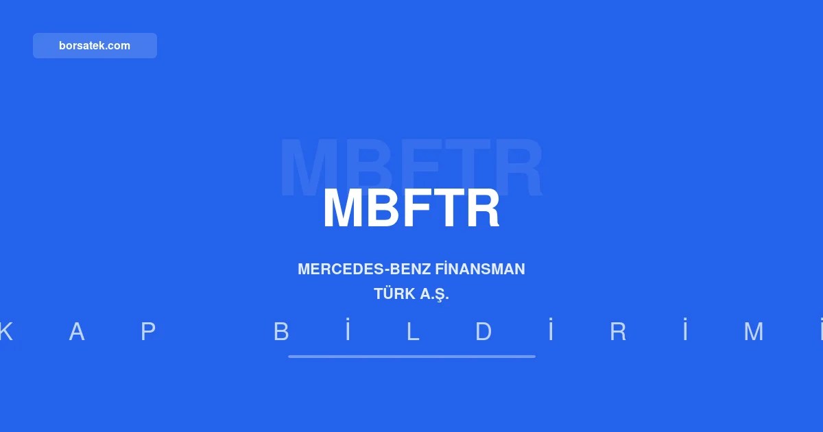 Mercedes-Benz Finansman Türk'ün net karı yüzde 76,8 arttı Borsatek