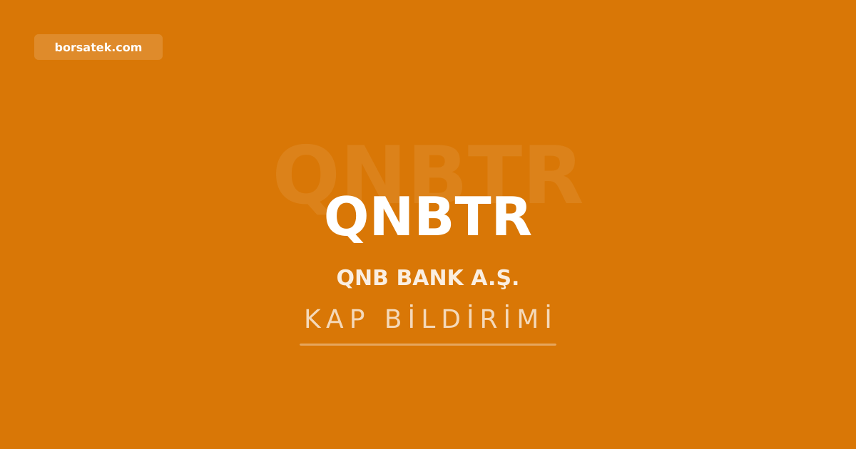 QNB Bank 30 milyon dolarlık tahvil ihracını vade sonunda ödedi Borsatek