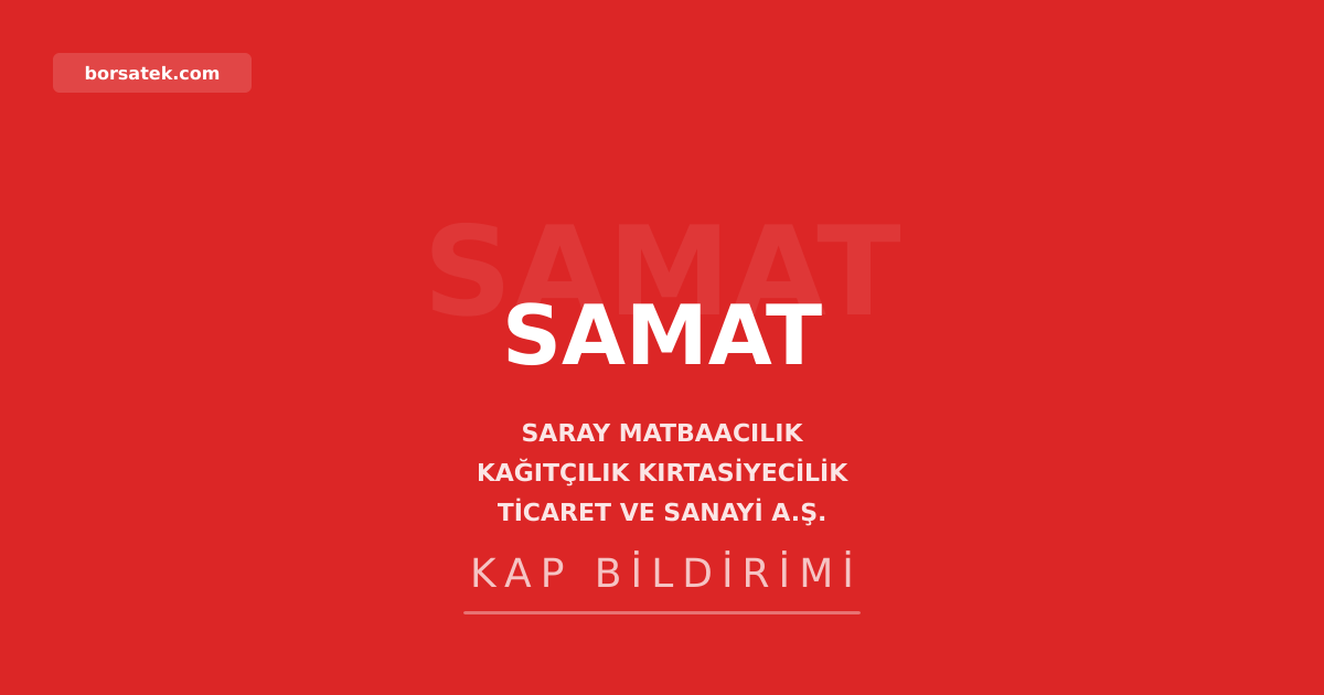 Saray Matbaa 2025 yฤฑlฤฑ olaฤan genel kurulunu 30 Temmuz'da yapacak Borsatek