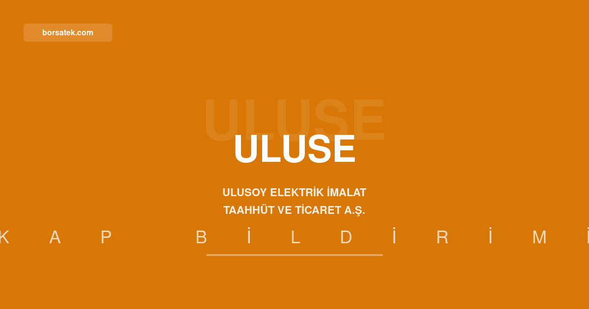 Ulusoy Elektrik'ten Rekabet Kurumu cezasฤฑna dava Borsatek