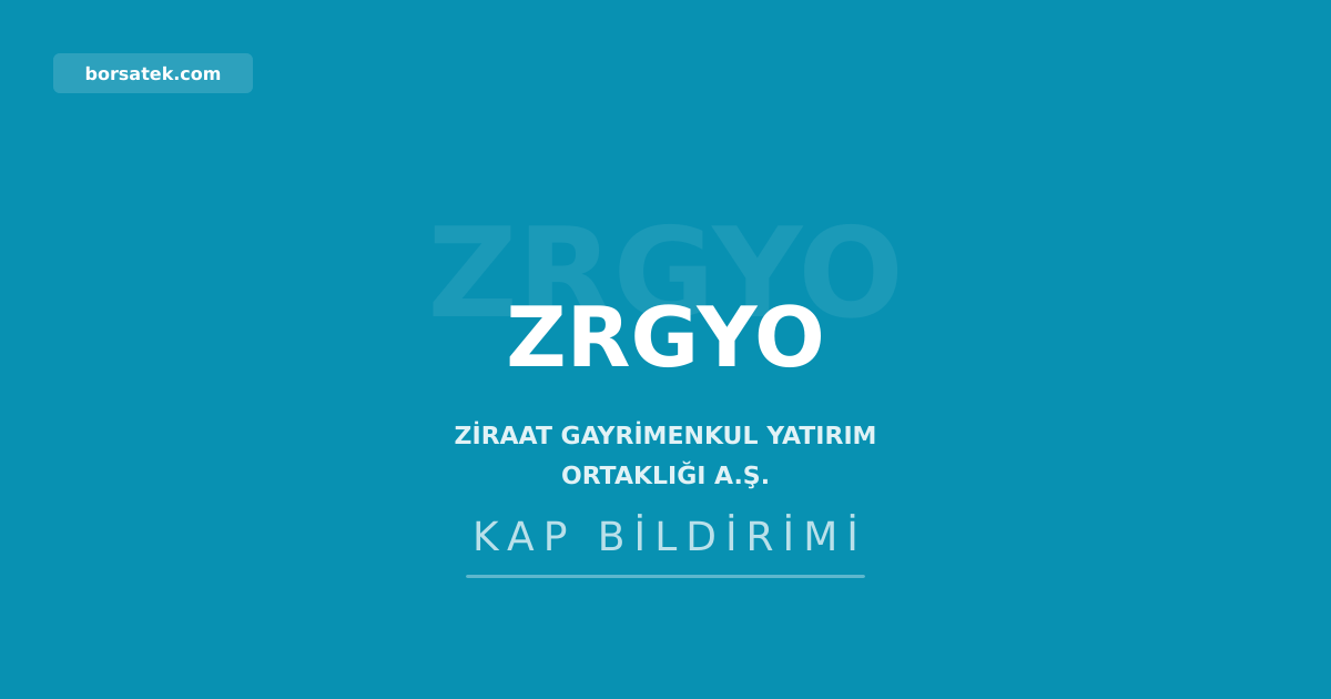 Ziraat GYO'da kâr payı ödemesi 26 Haziran'da başlıyor Borsatek