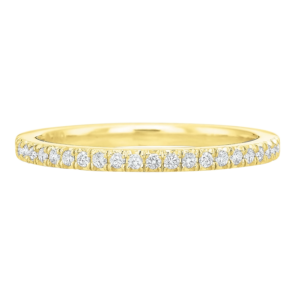 Precision Set Diamond Pave Half Shank Wedding Band in Yellow Gold