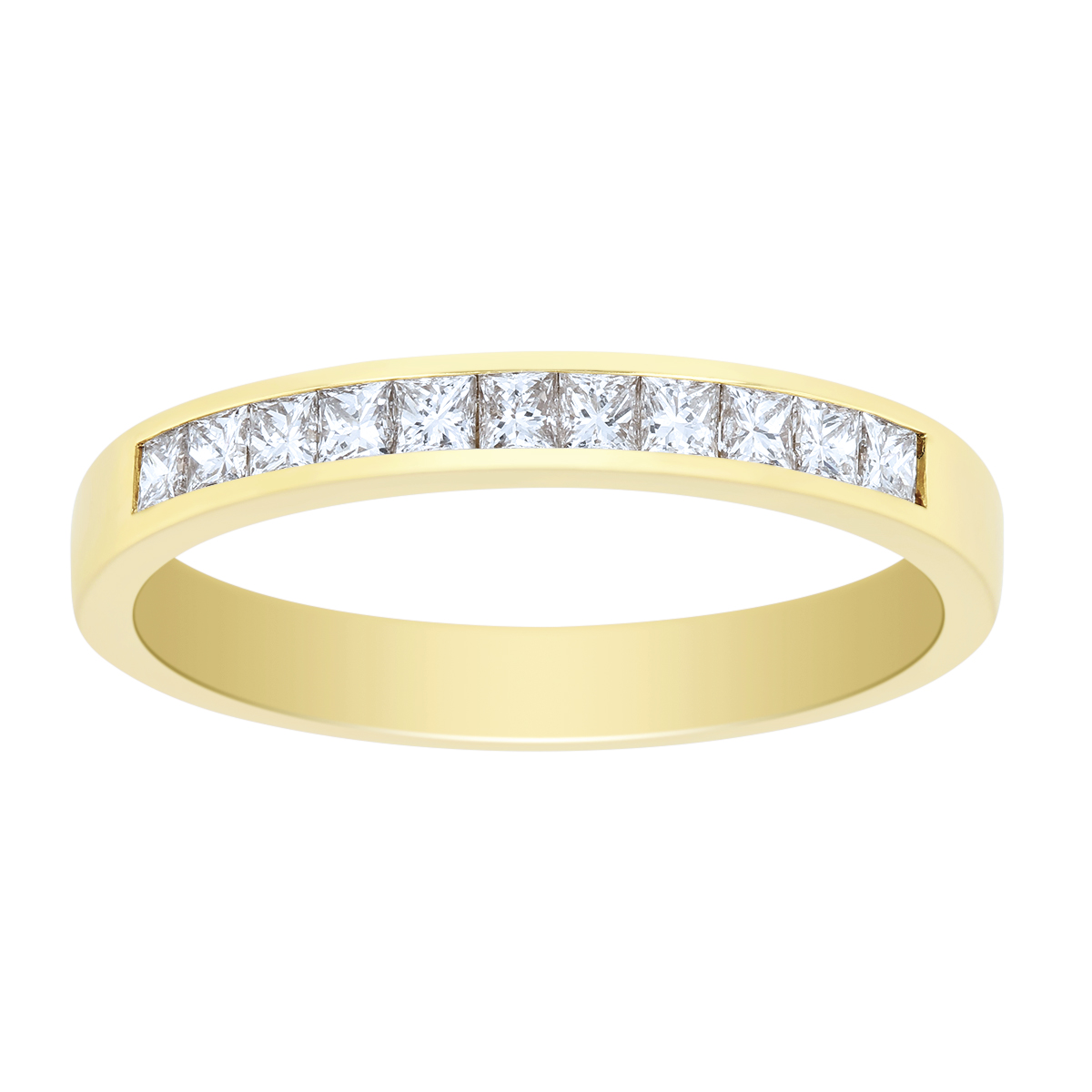 14K Yellow Gold Channel Set Princess Cut Diamond Wedding Band, 0.33cttw