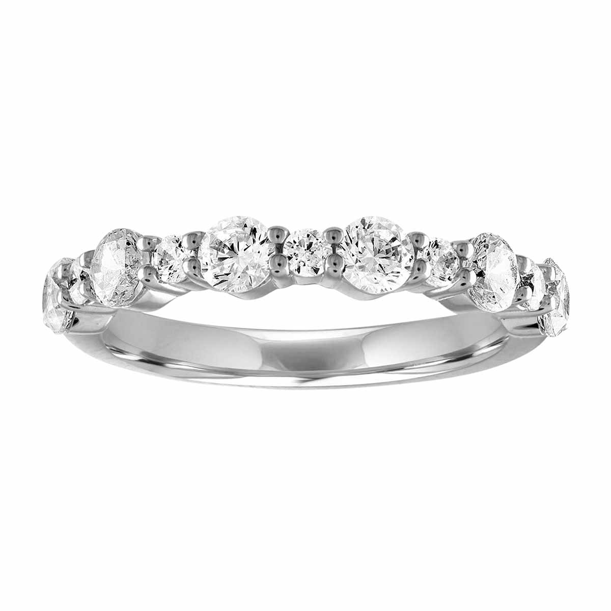 Round Diamond Alternating Half Shank Wedding Band in White Gold Borsheims