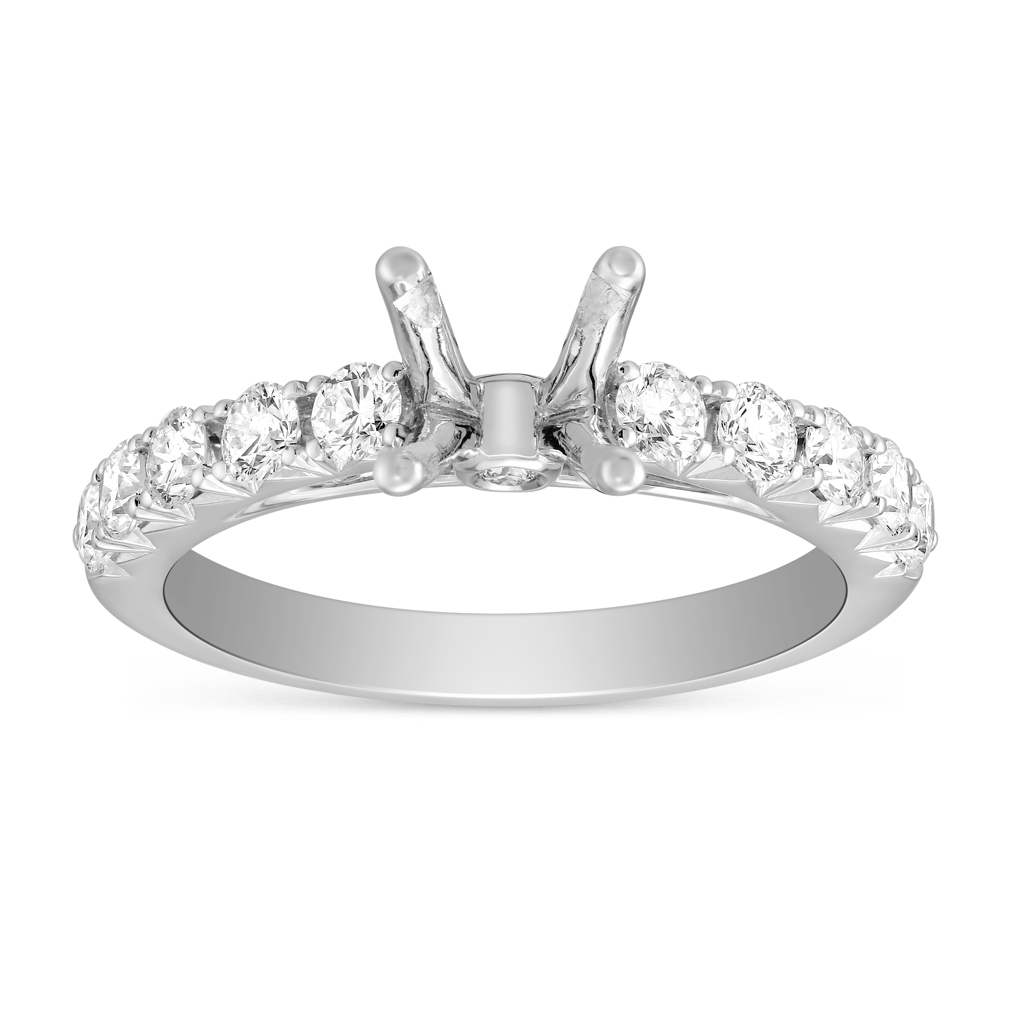 14K White Gold Prong Set Diamond Cathedral Ring Mounting Borsheims