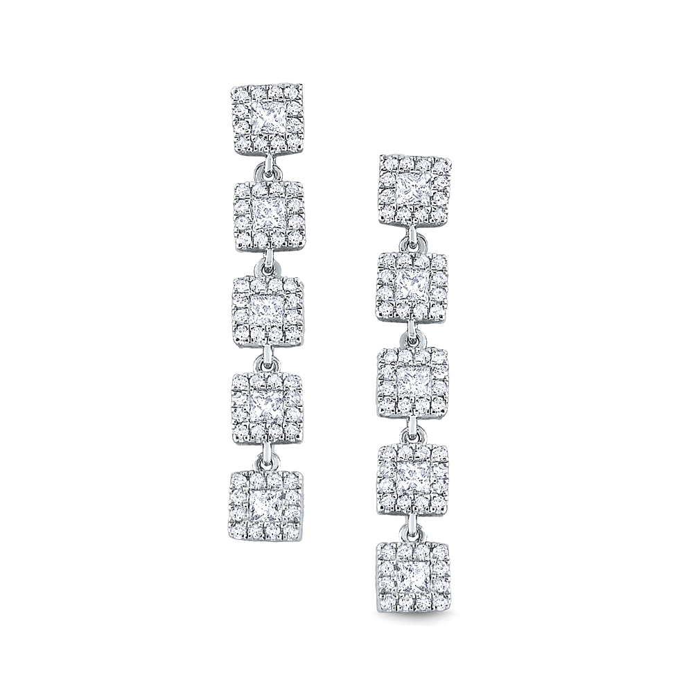 Diamond Frame Linear Drop Earrings in White Gold Borsheims