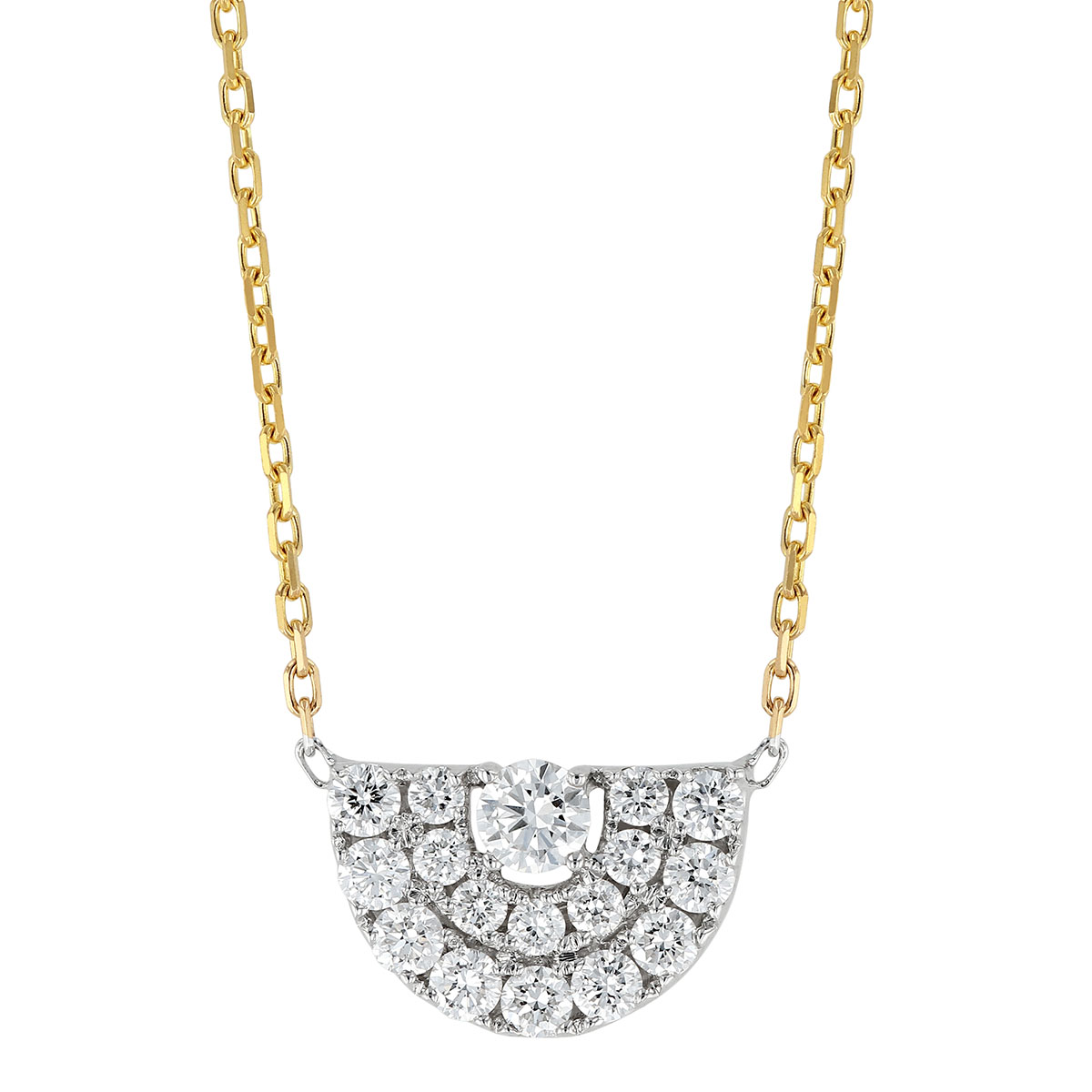 Frederic Sage Diamond Pavé Small Half Moon Necklace in Two Tone P3760