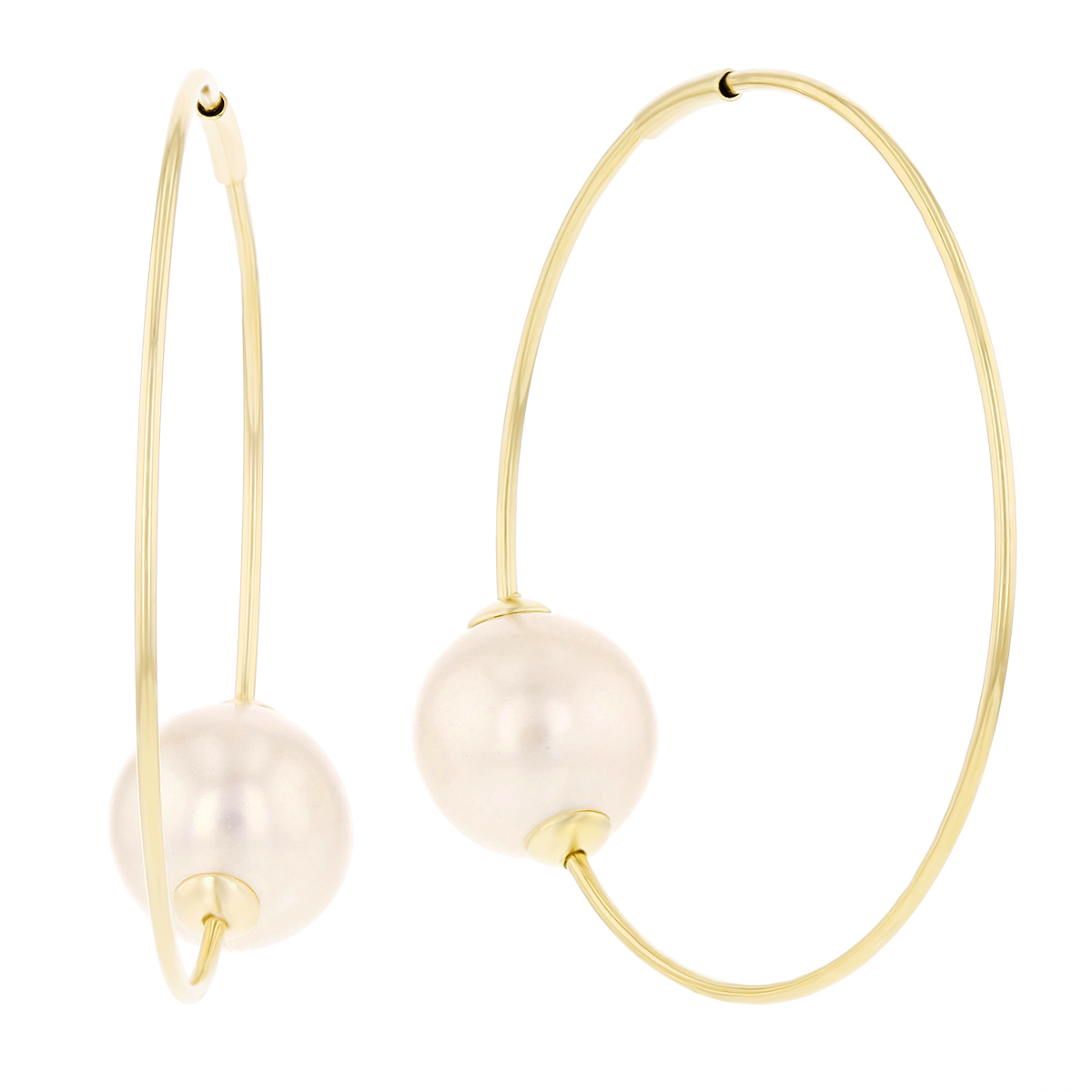 Freshwater Cultured Pearl Endless Hoop Earrings in Yellow Gold Borsheims