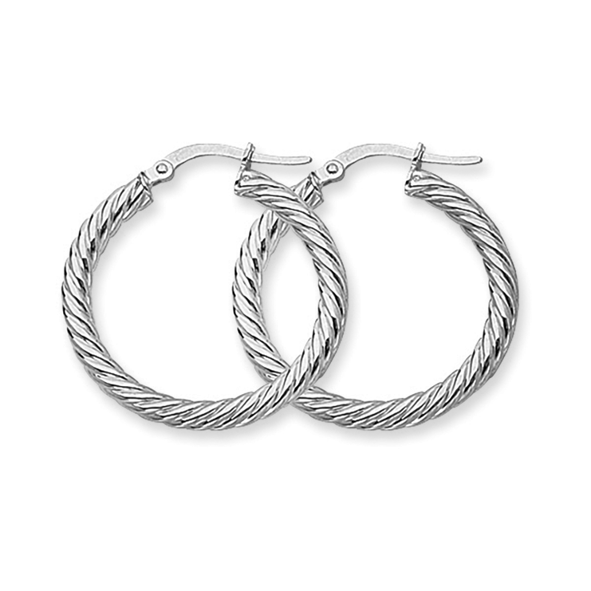 Twisted Rope White Gold Hoop Earrings, 25 mm Borsheims