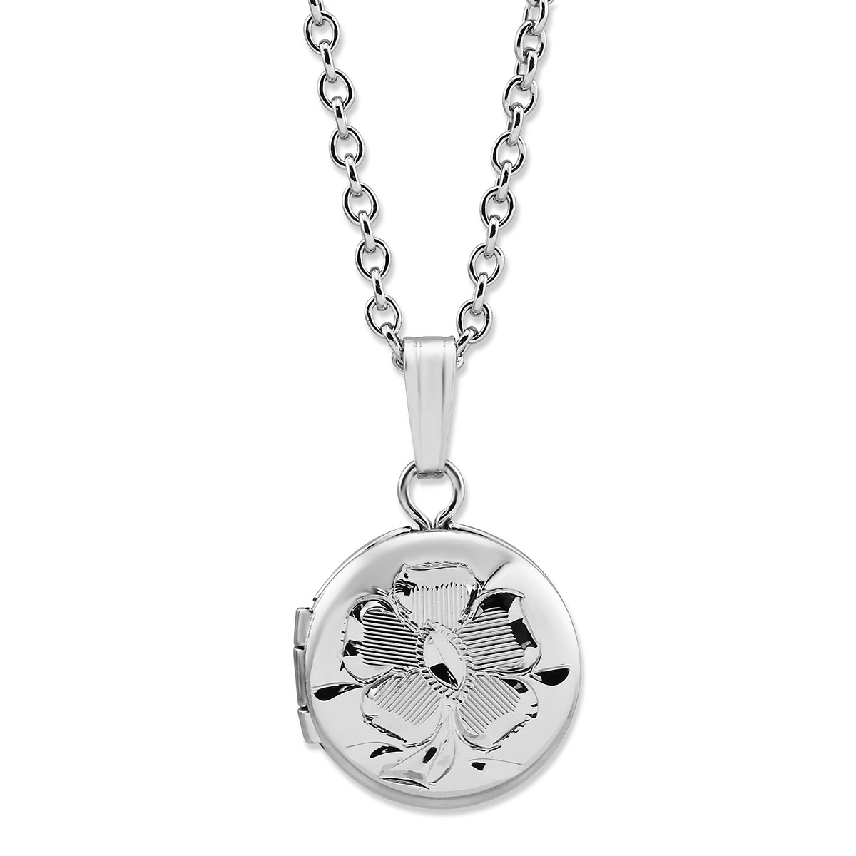 Children's Sterling Silver Engraved Flower Locket, 13" Borsheims