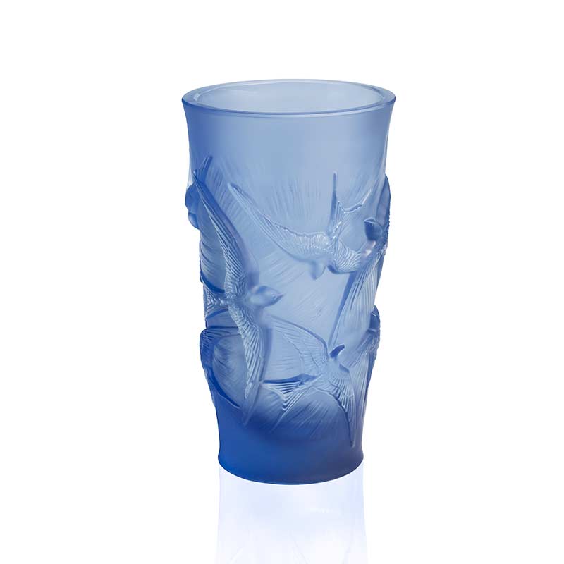 Lalique Swallow Vase, Blue Borsheims