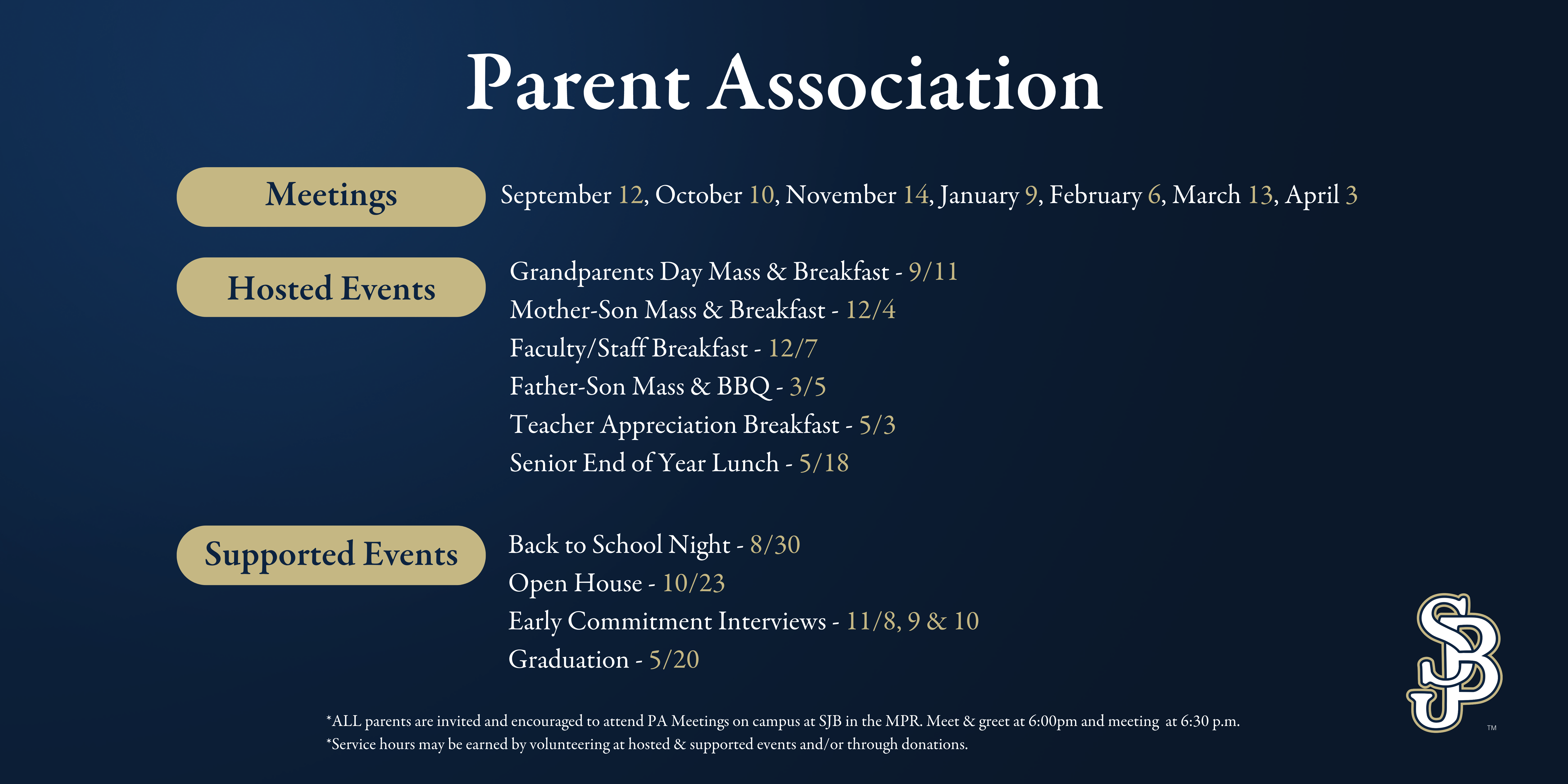 Quiet Cannon Events 2023 Parent Association St. John Bosco High School