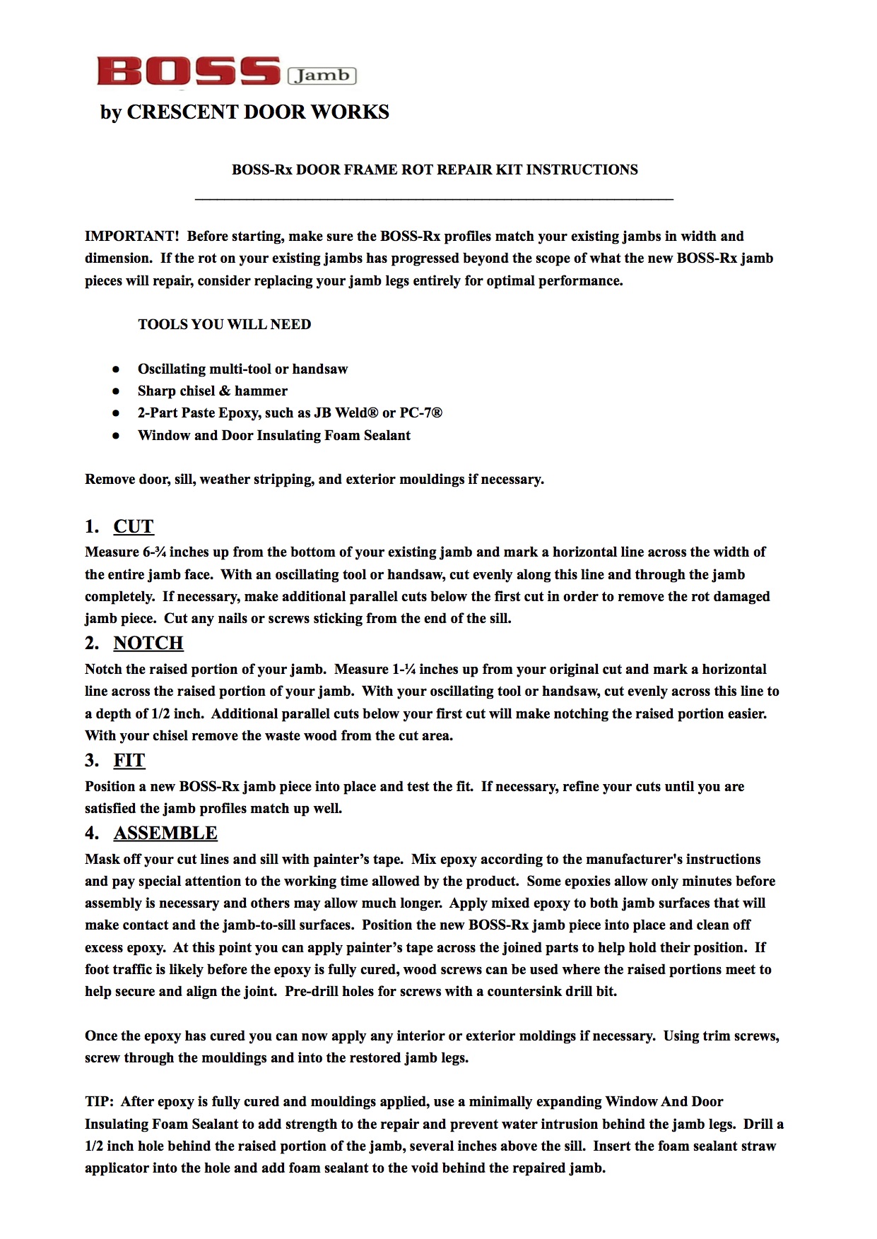 BOSS Jamb Door Frame Rot Repair Kit | Fixing Dry Rot