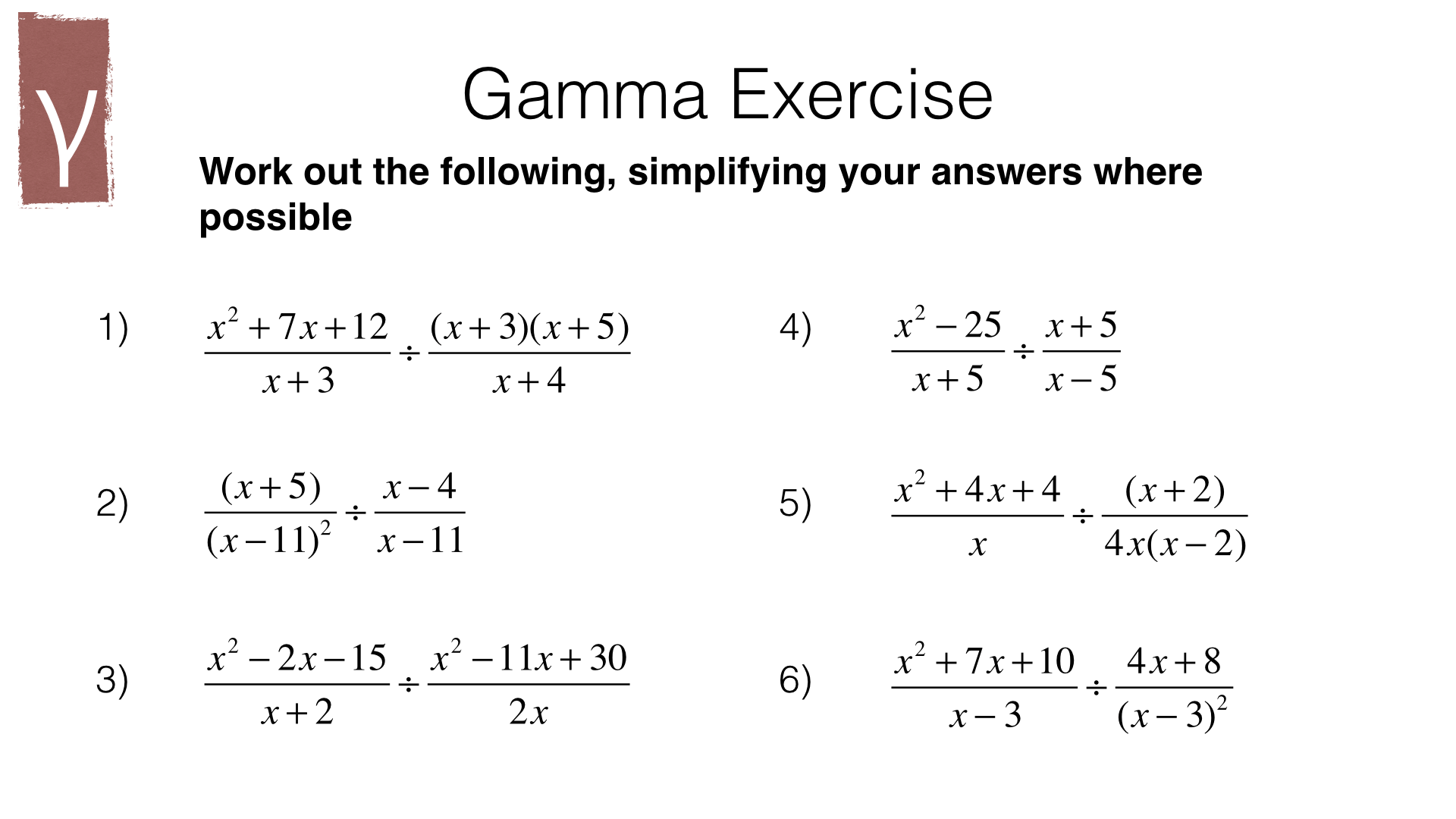 A4F – Simplifying, Multiplying And Dividing Algebraic Fractions – Bossmaths.com