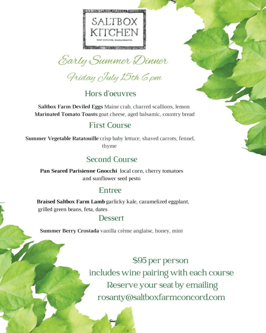 Saltbox Kitchen Summer Wine Dinner Boston Restaurant News and Events