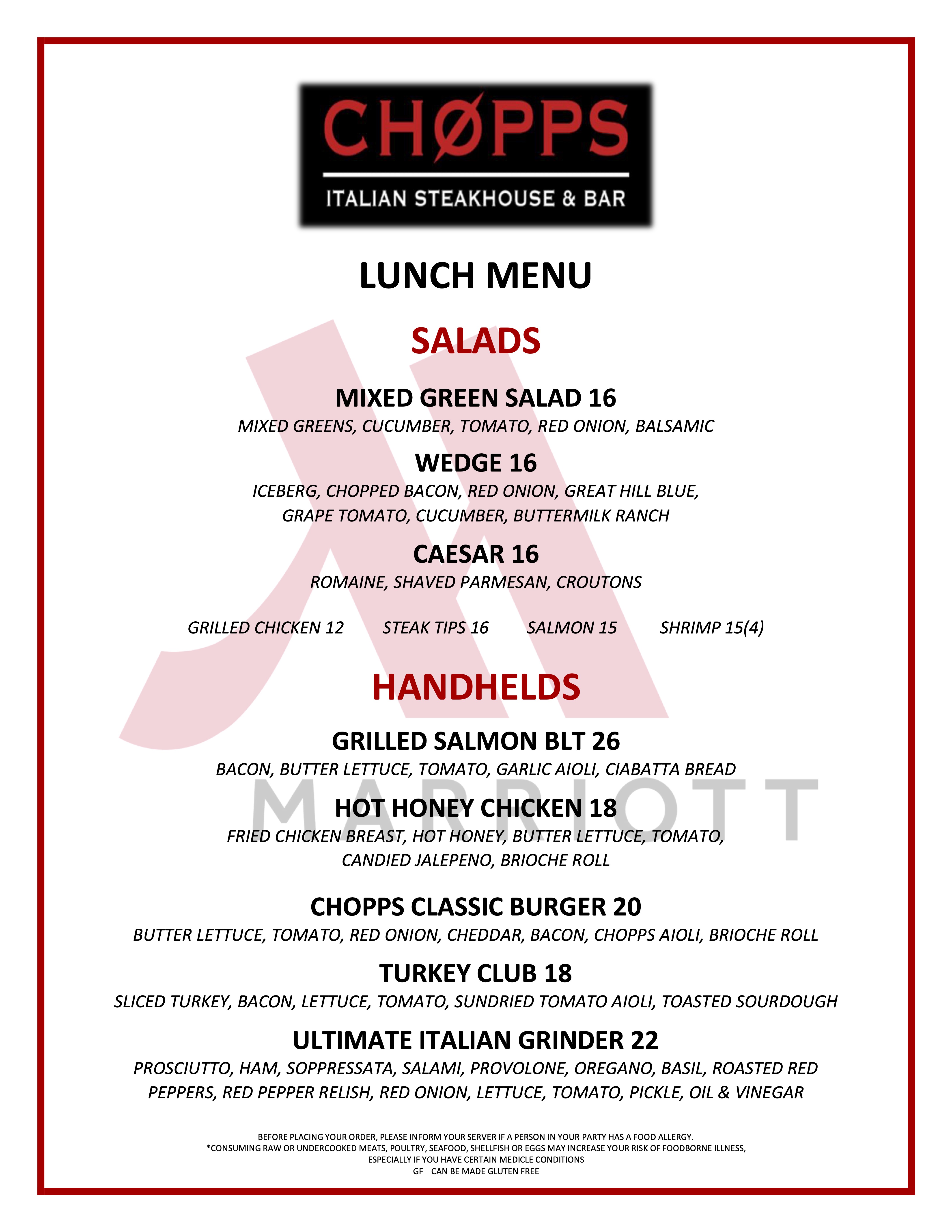 Chopps Italian Steakhouse & Bar restaurant in Burlington, MA on