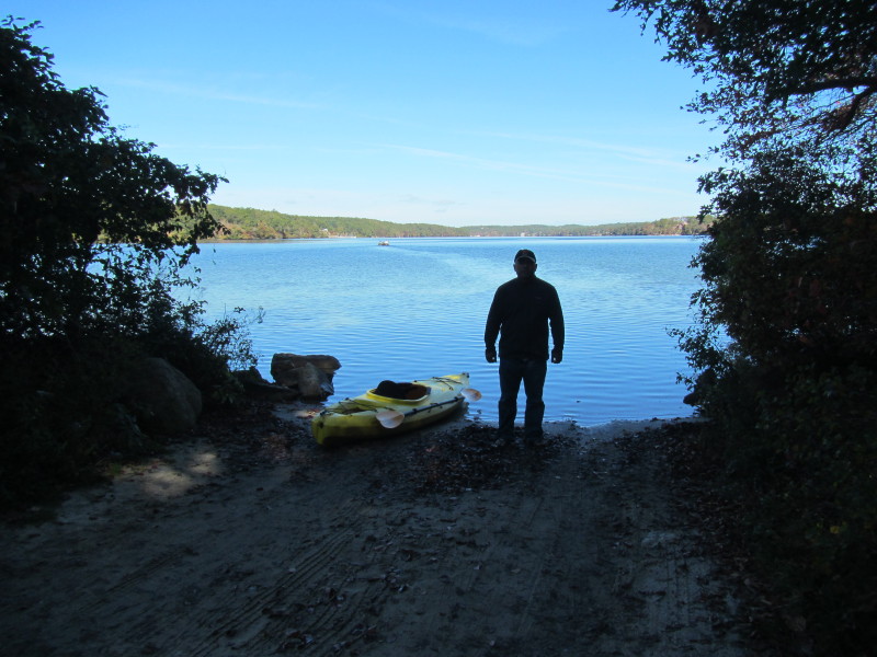 Boston Kayaker Kayaking on Great Herring Pond in Plymouth MA