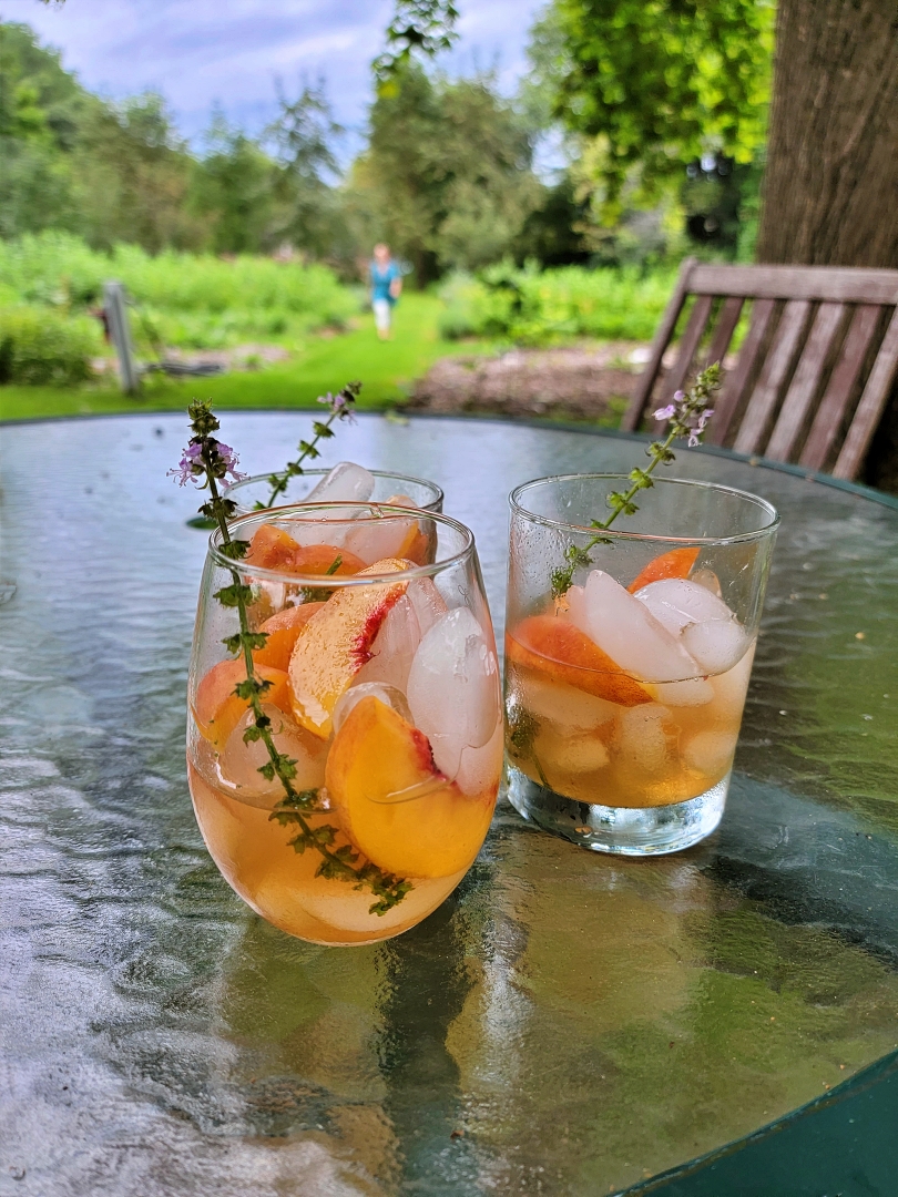 Peach Basil & Bourbon Cocktail Herbal Drinks Recipe