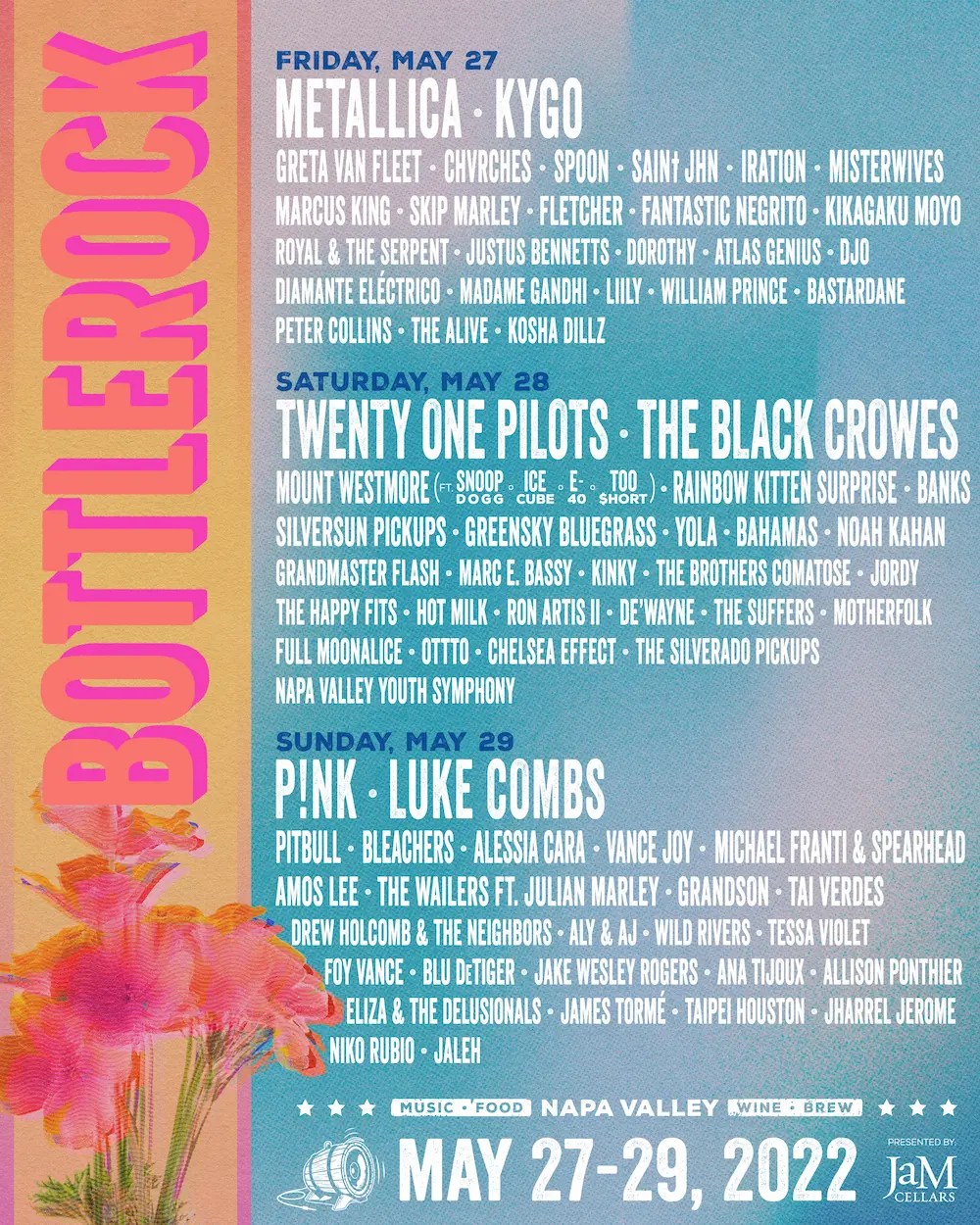 Lineup BottleRock Napa Valley