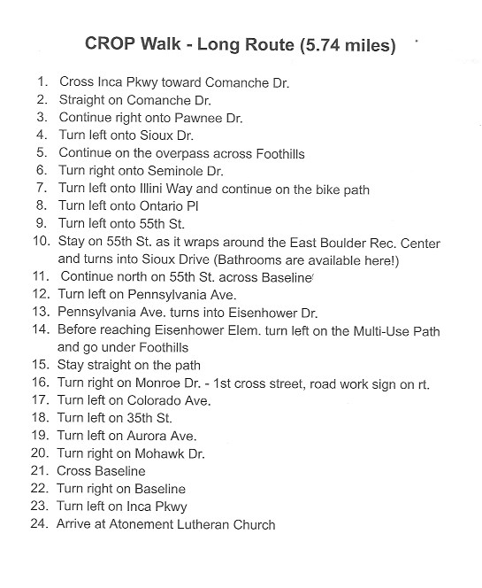 Maps Boulder County CROP Hunger Walk