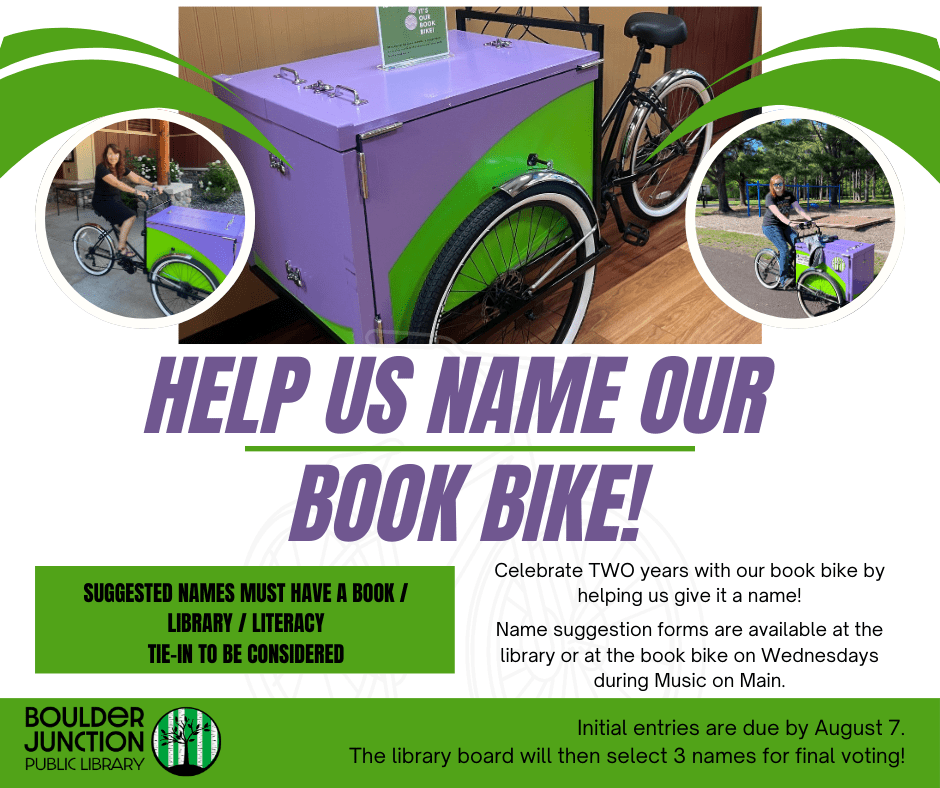 Help Us Name Our Book Bike! Boulder Junction Public Library