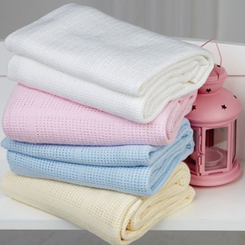 100 Cotton 'Cellular' Moses Blanket 3 Colours