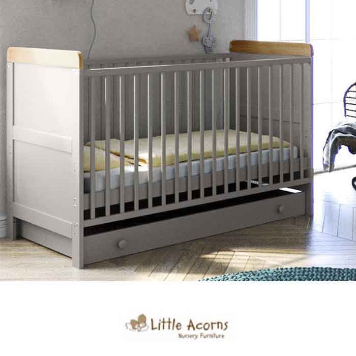 Little Acorns Classic Milano Cot Bed with Deluxe Foam Mattress