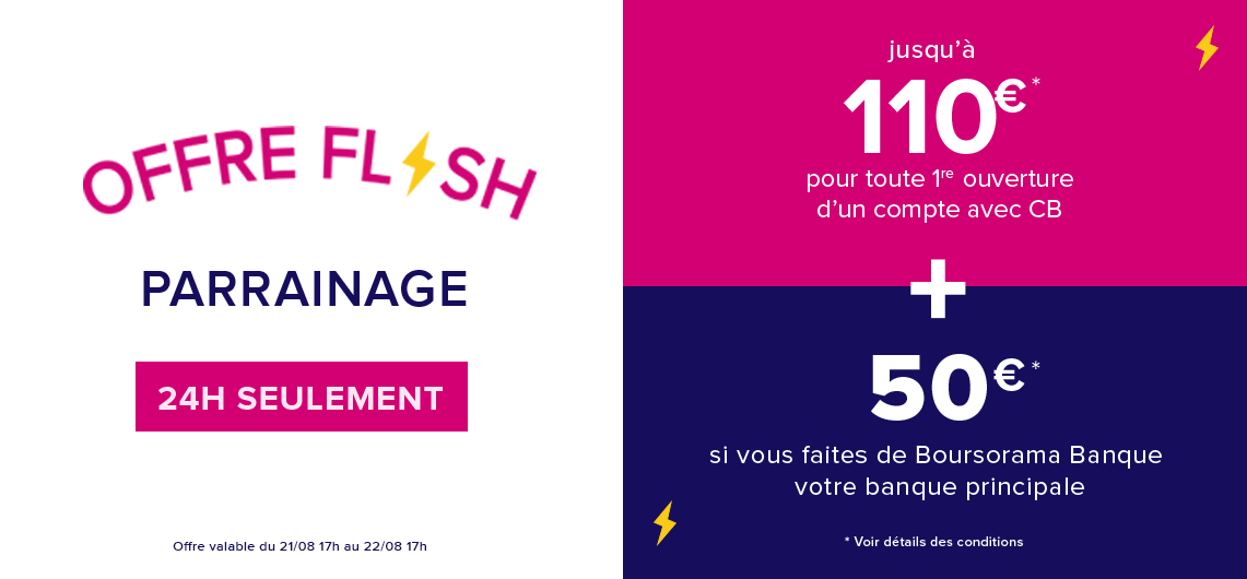 Offre de prérentrée 24h Boursorama Parrainage