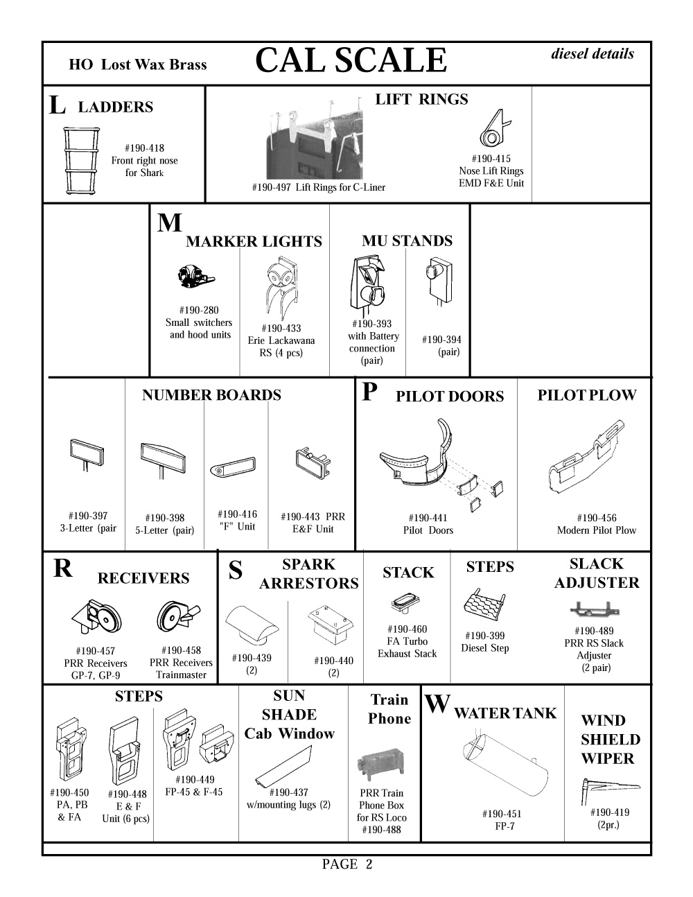 HO Cal Scale Diesel Parts Page 2