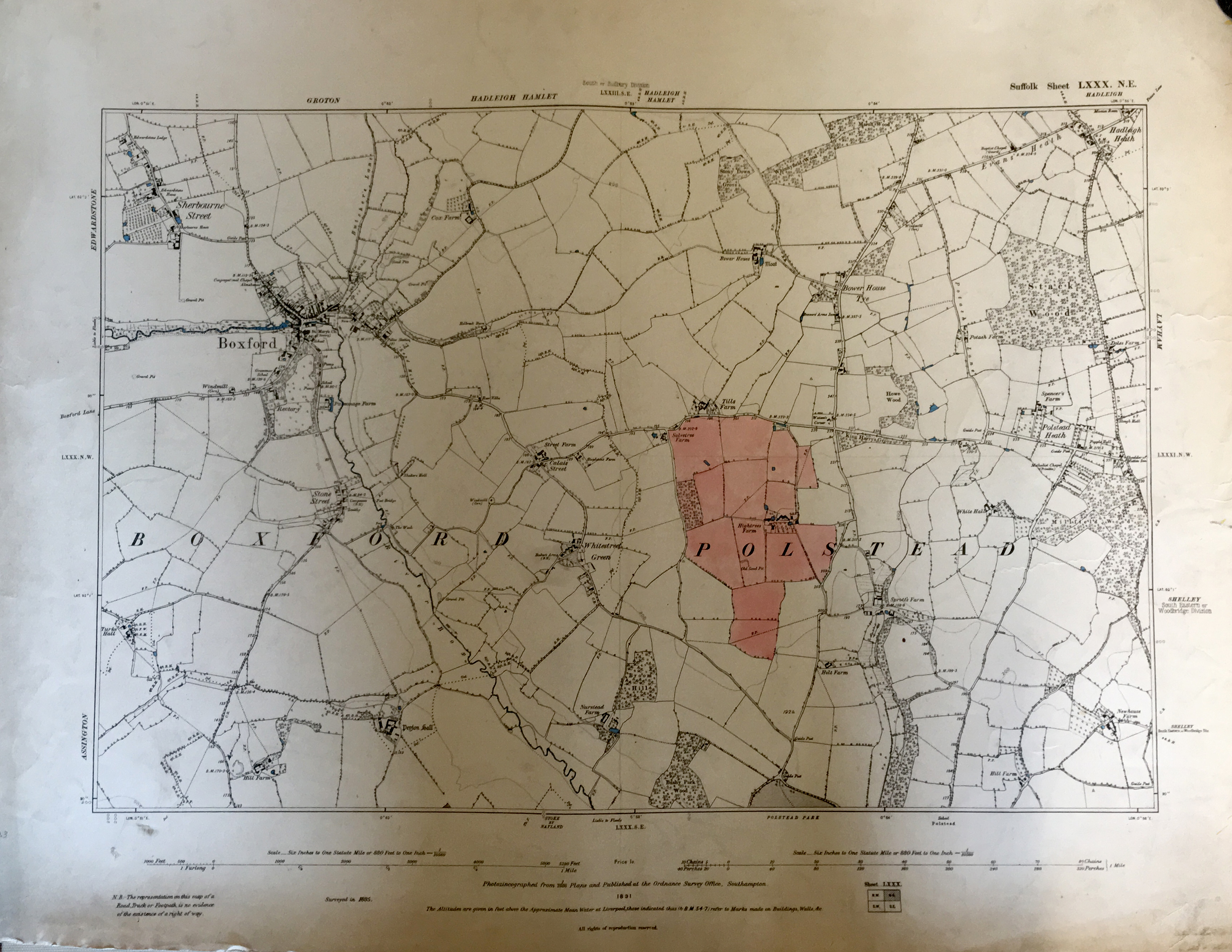 OLD BOXFORD MAPS BOXFORD, SUFFOLK.