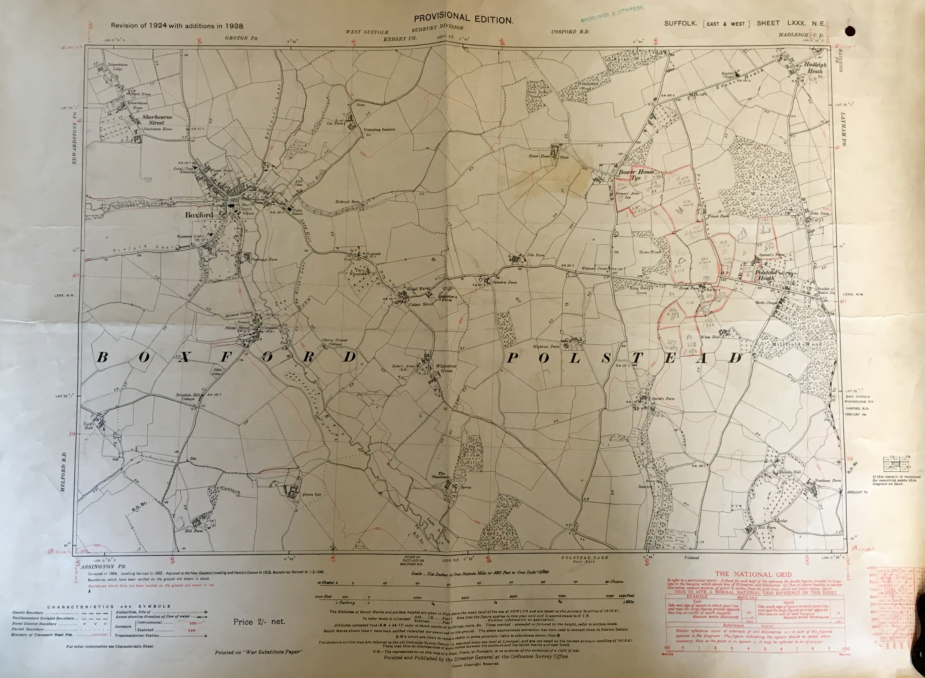 OLD BOXFORD MAPS BOXFORD, SUFFOLK.